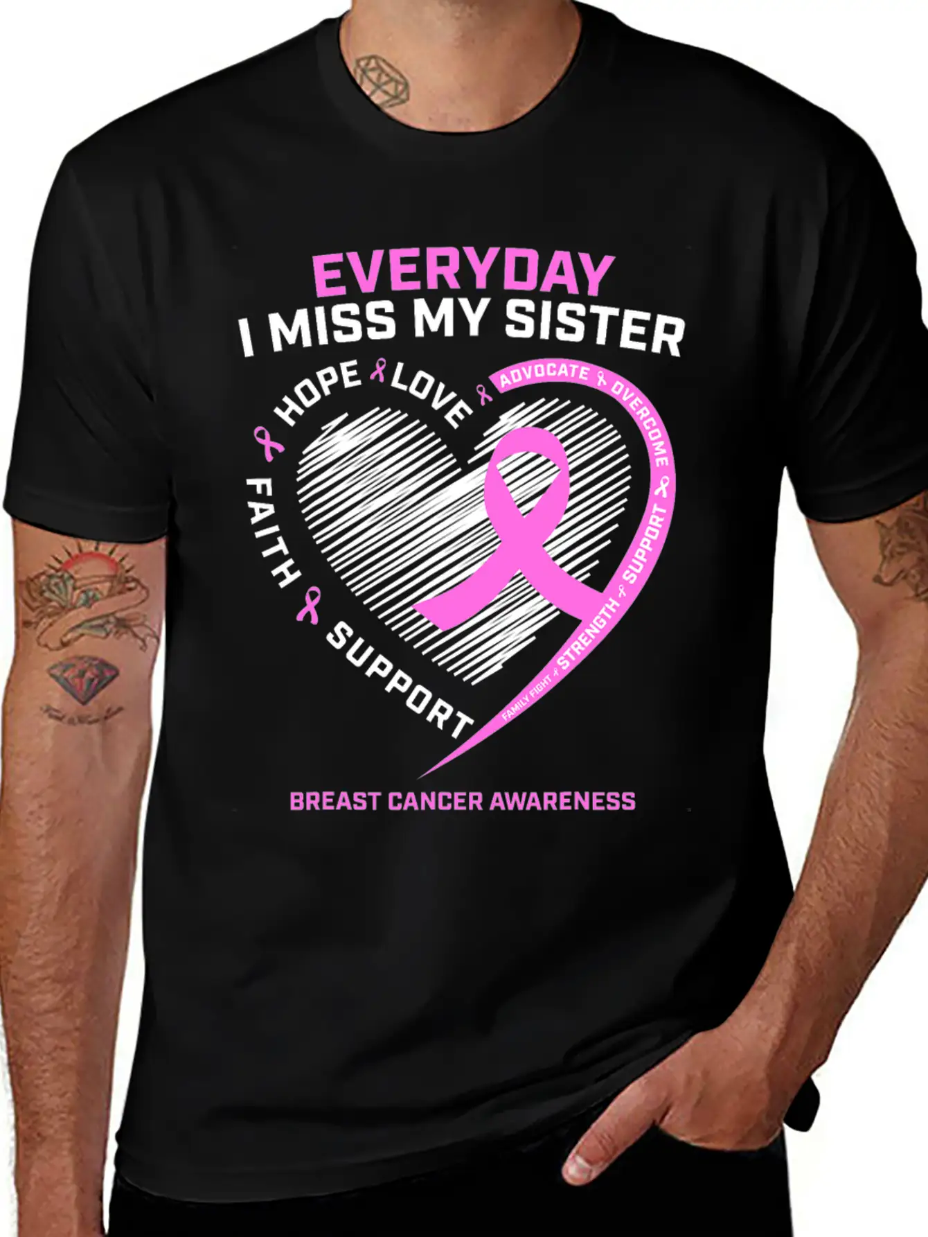 Loving Memory Tee Sister Breast Cancer Awareness Stylish Everyday T-Shirt – Unisex Basic Cotton Tee