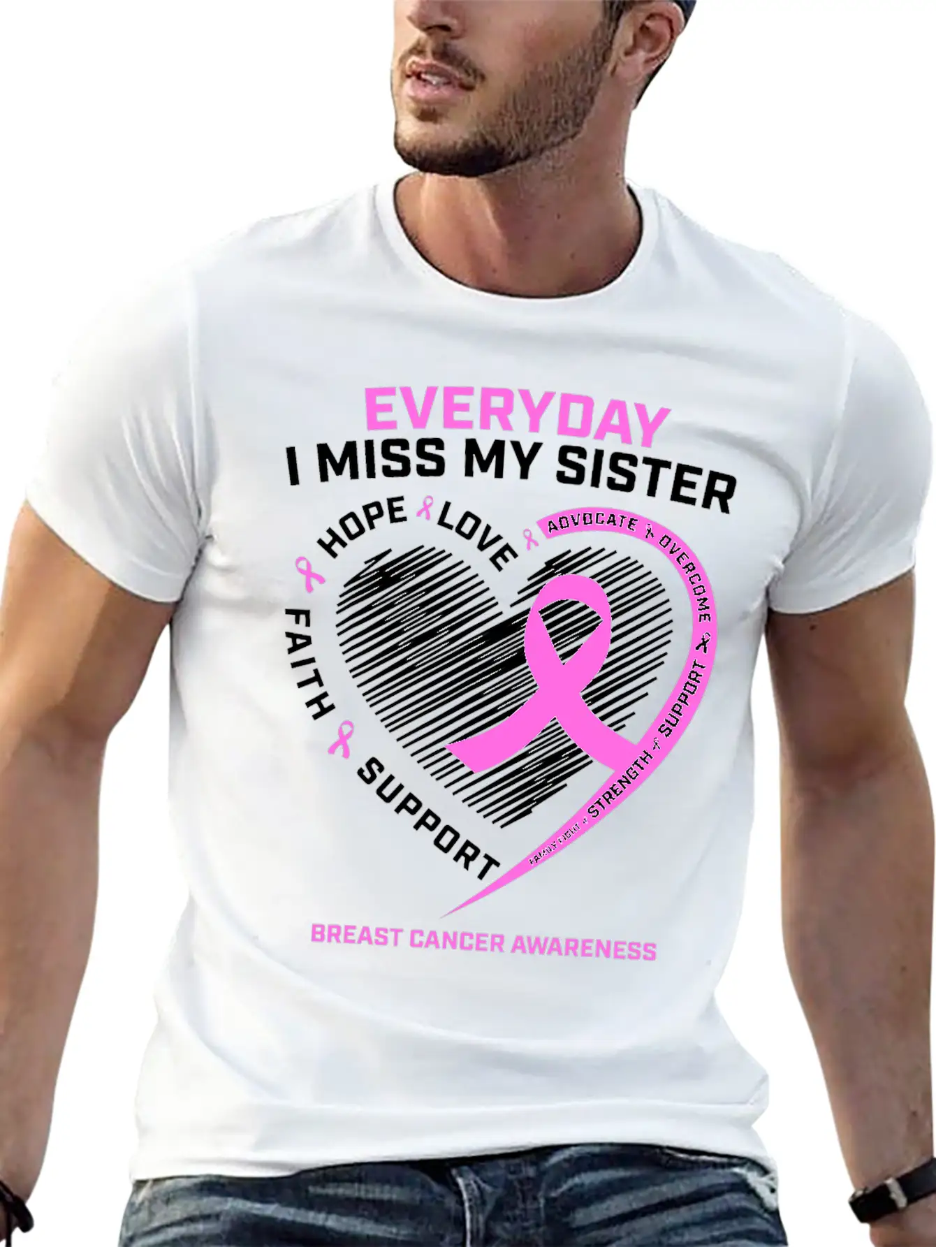 Loving Memory Tee Sister Breast Cancer Awareness Stylish Everyday T-Shirt – Unisex Basic Cotton Tee