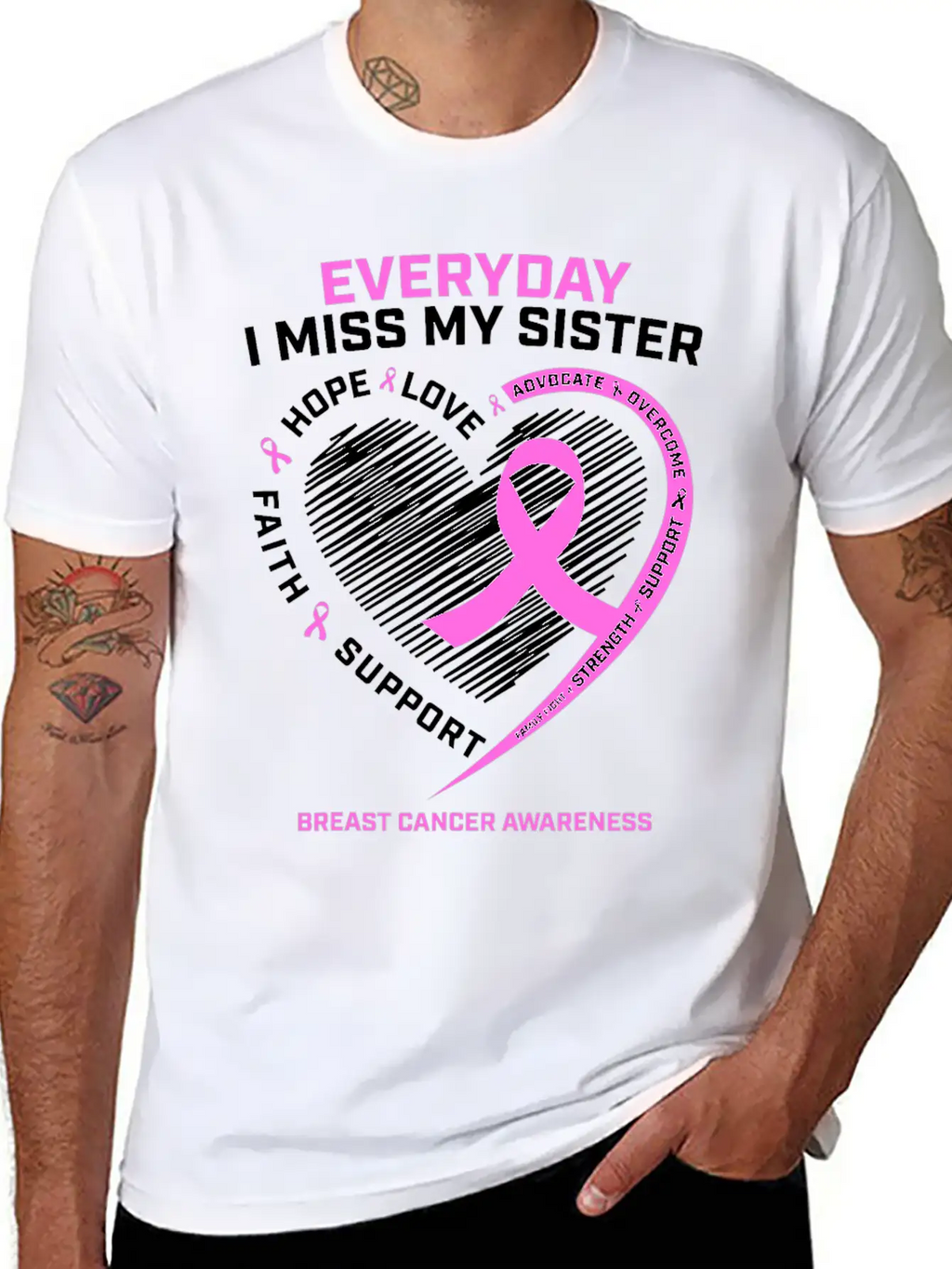 Loving Memory Tee Sister Breast Cancer Awareness Stylish Everyday T-Shirt – Unisex Basic Cotton Tee