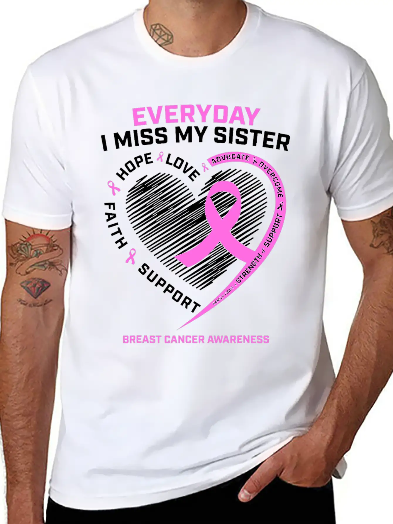 Loving Memory Tee Sister Breast Cancer Awareness Stylish Everyday T-Shirt – Unisex Basic Cotton Tee
