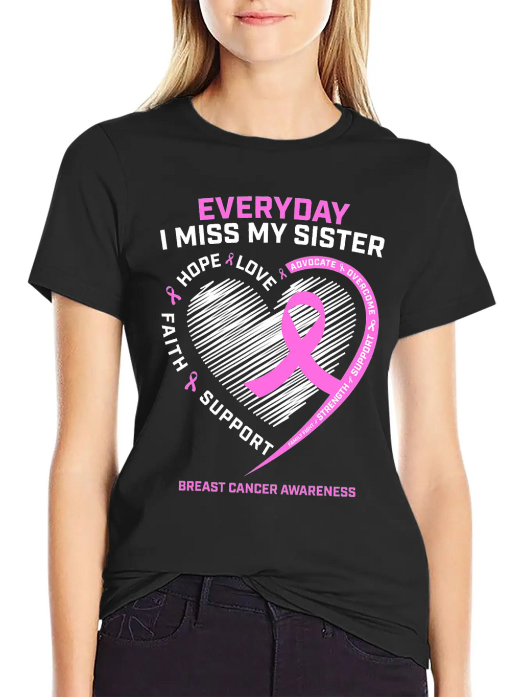 Loving Memory Tee Sister Breast Cancer Awareness Stylish Everyday T-Shirt – Unisex Basic Cotton Tee