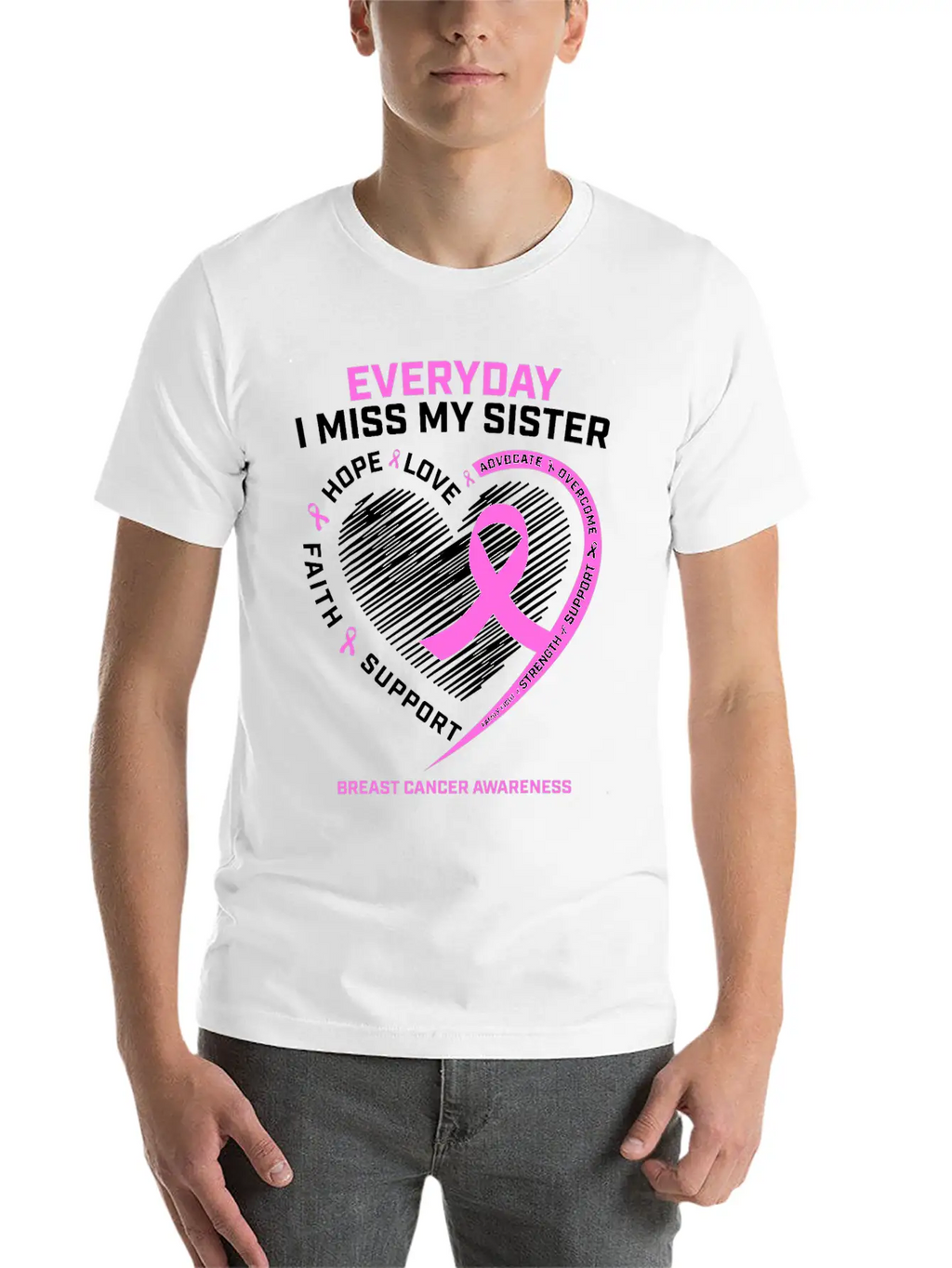 Loving Memory Tee Sister Breast Cancer Awareness Stylish Everyday T-Shirt – Unisex Basic Cotton Tee