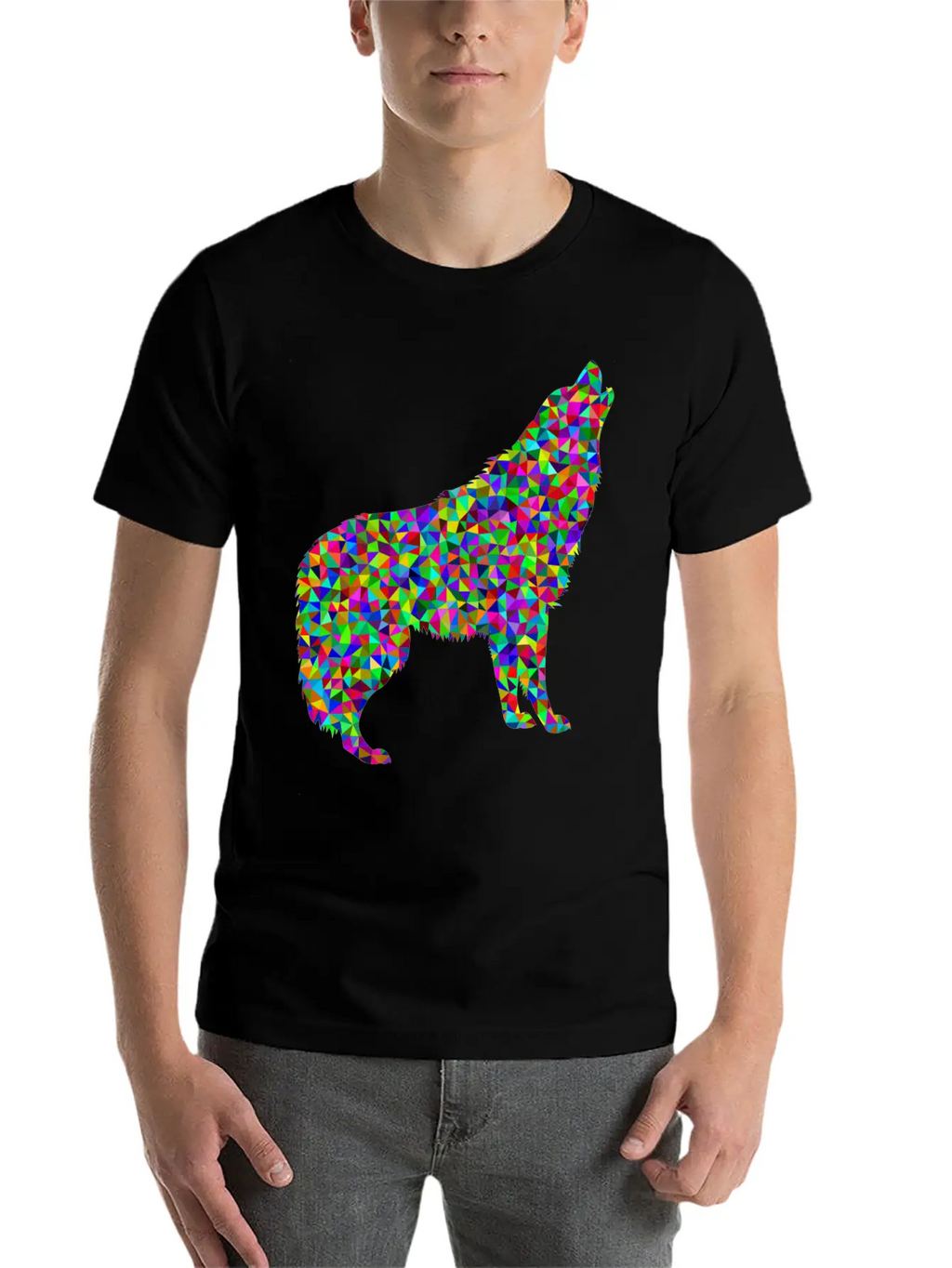 Low Poly Prismatic Howling Wolf Unisex Casual T-Shirt – Clean Design For Daily Comfort