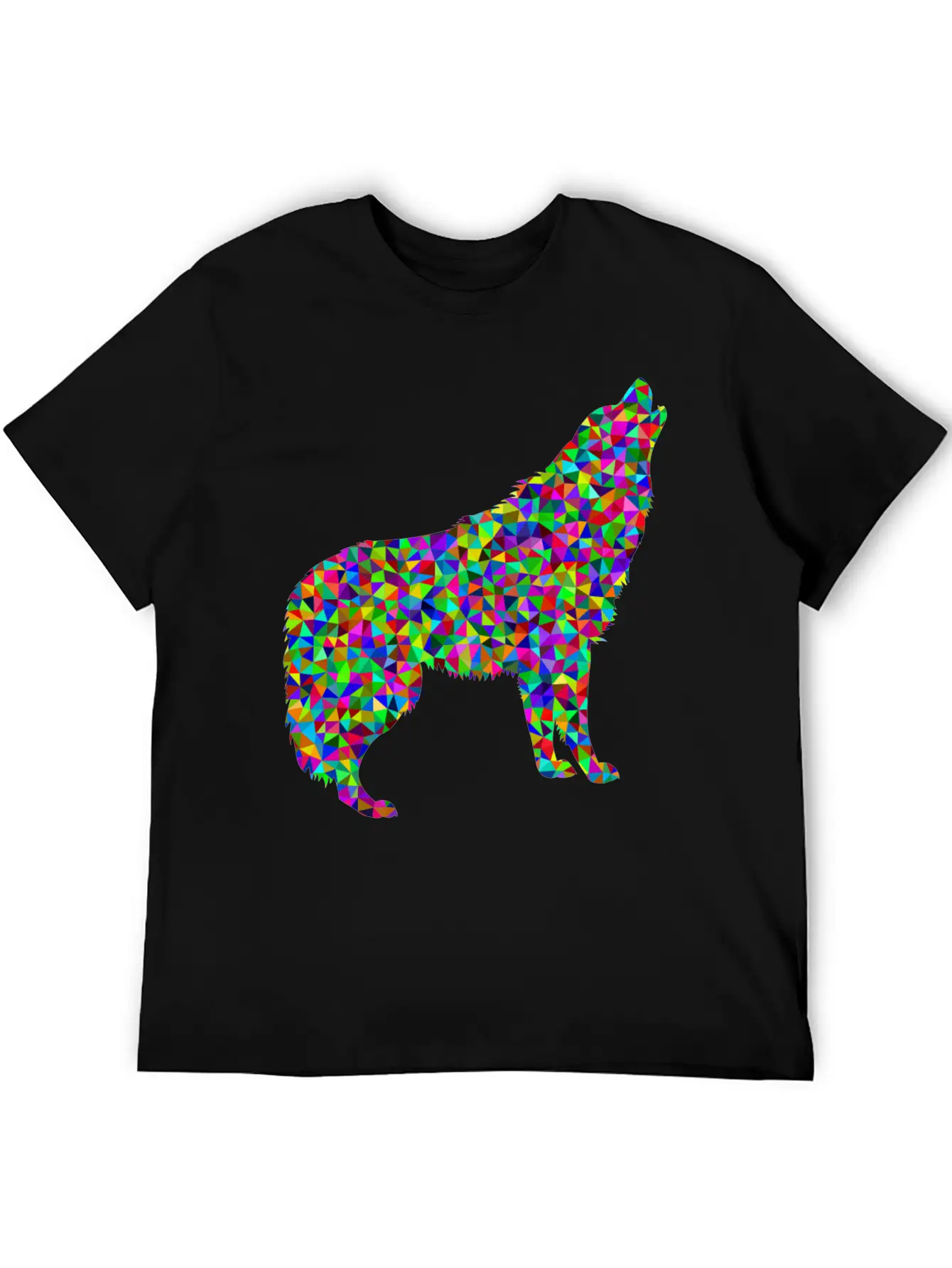 Low Poly Prismatic Howling Wolf Unisex Casual T-Shirt – Clean Design For Daily Comfort