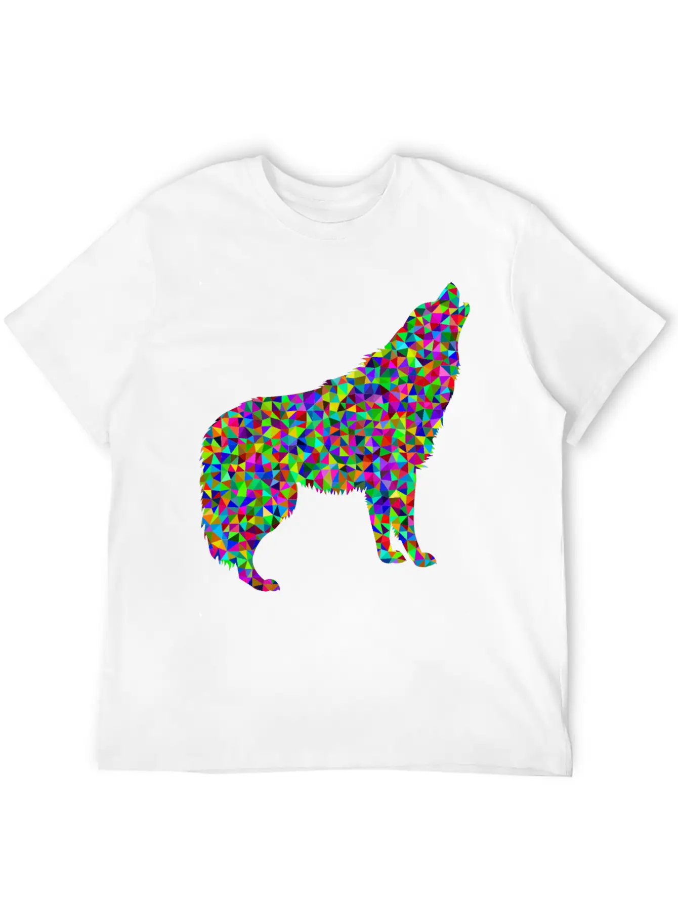 Low Poly Prismatic Howling Wolf Unisex Casual T-Shirt – Clean Design For Daily Comfort