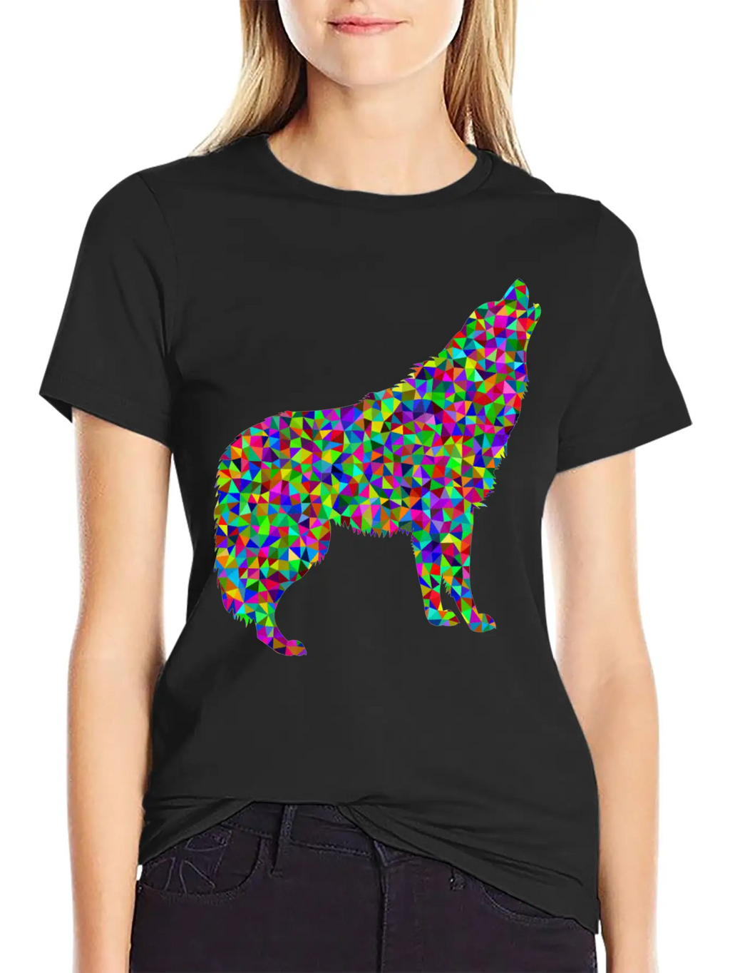 Low Poly Prismatic Howling Wolf Unisex Casual T-Shirt – Clean Design For Daily Comfort