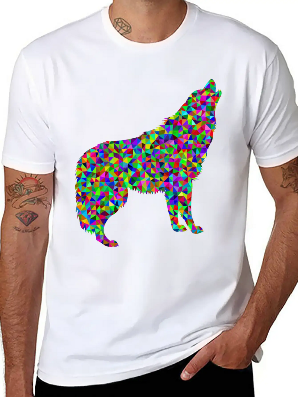 Low Poly Prismatic Howling Wolf Unisex Casual T-Shirt – Clean Design For Daily Comfort