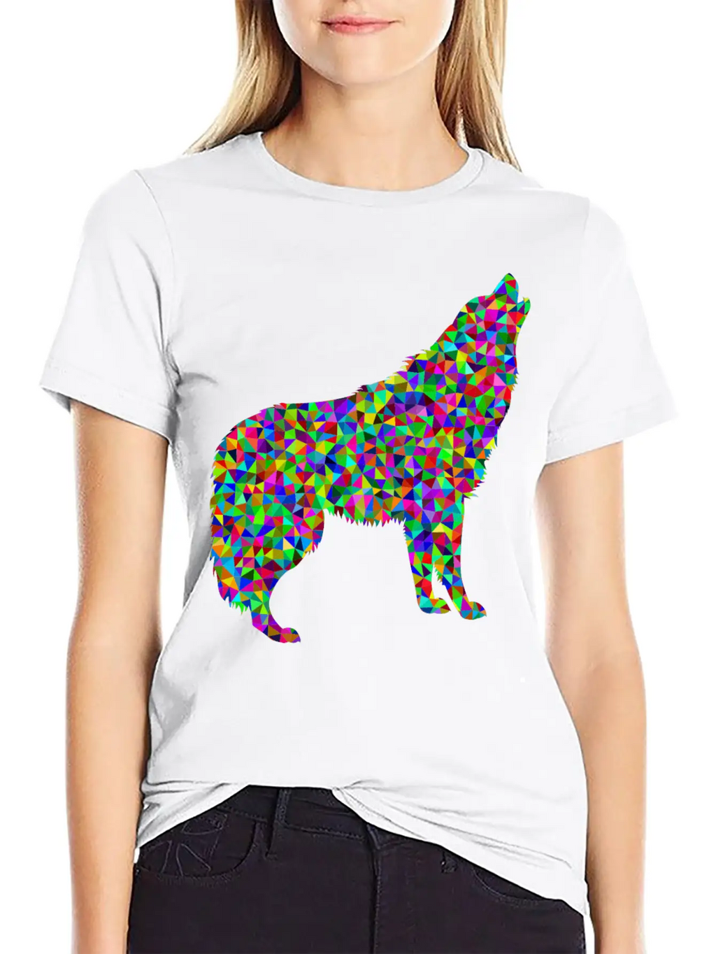 Low Poly Prismatic Howling Wolf Unisex Casual T-Shirt – Clean Design For Daily Comfort