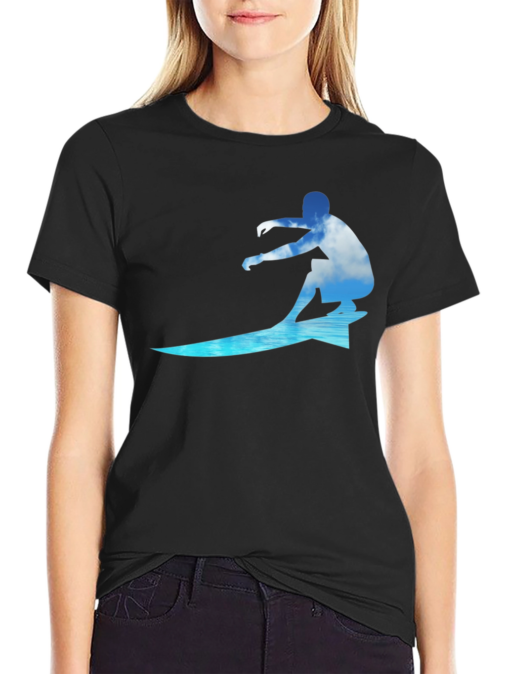 Surfing Cloud Graphic Black T-Shirt