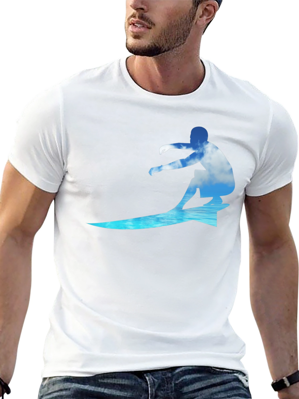 Surfing Cloud Graphic Black T-Shirt