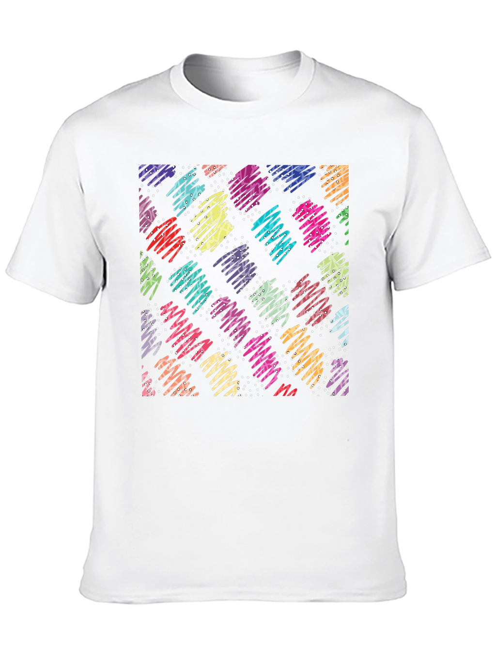 Retro Scribble Pattern Black T-Shirt