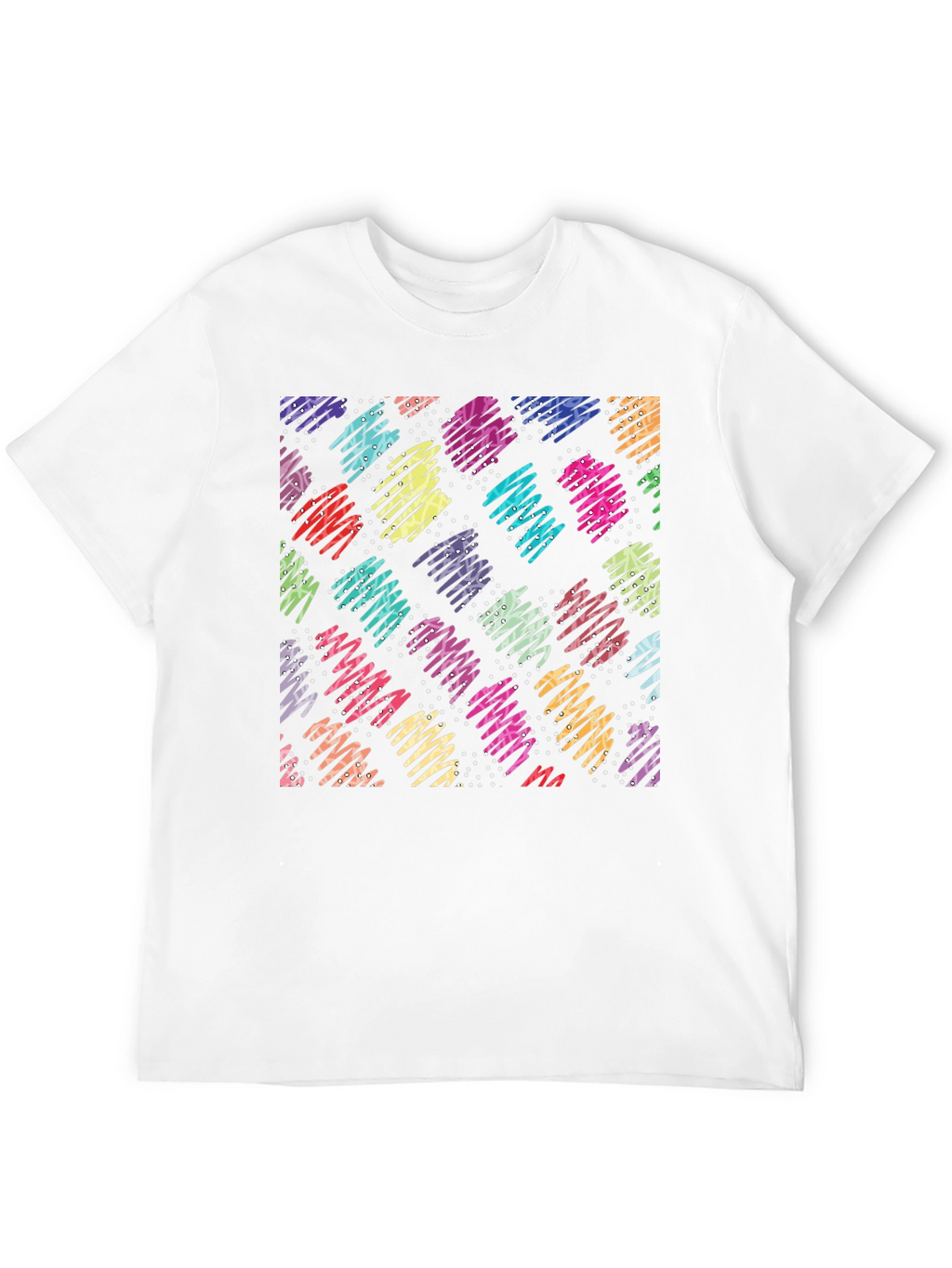 Retro Scribble Pattern Black T-Shirt