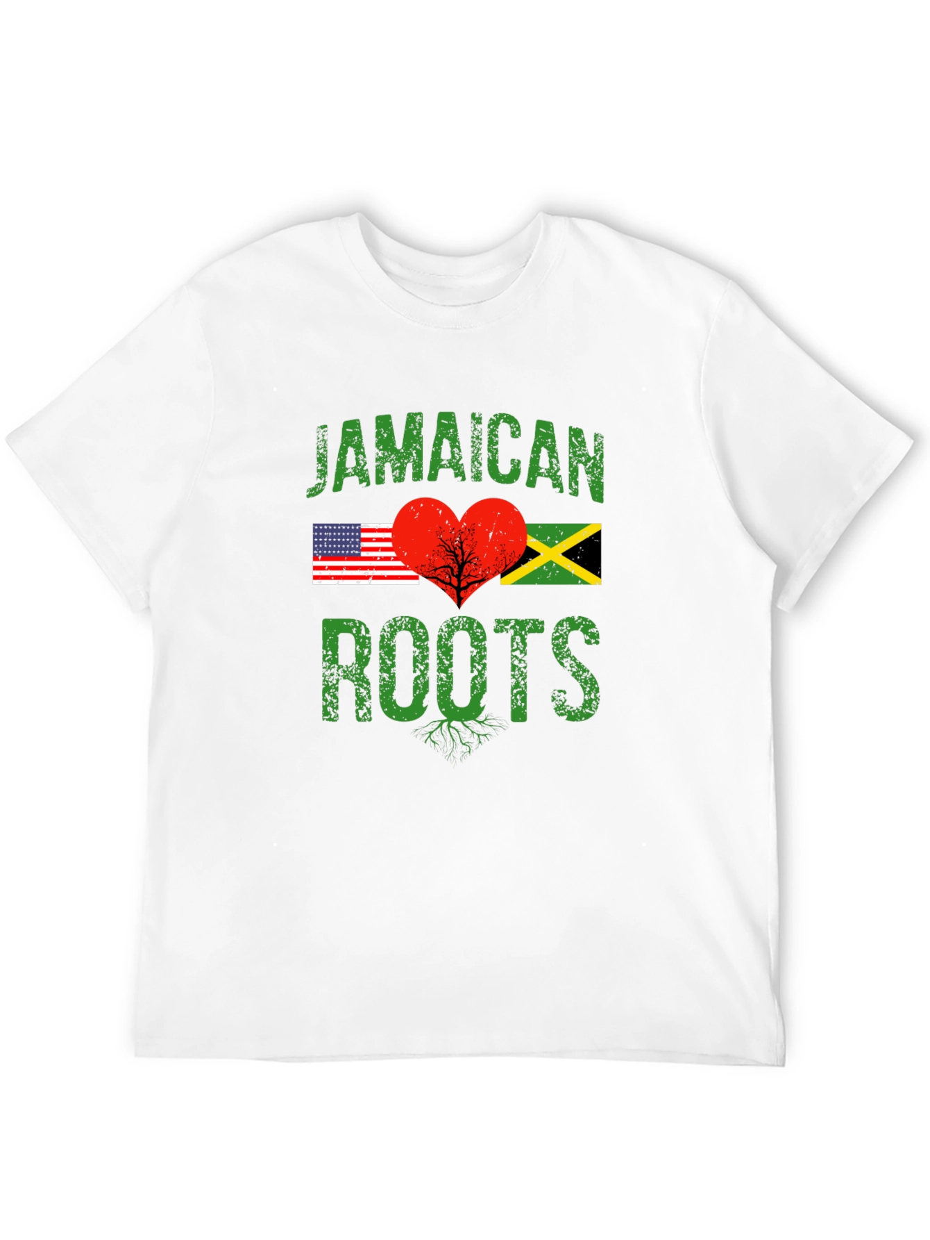 Jamaican Roots USA Flag Heart T-Shirt