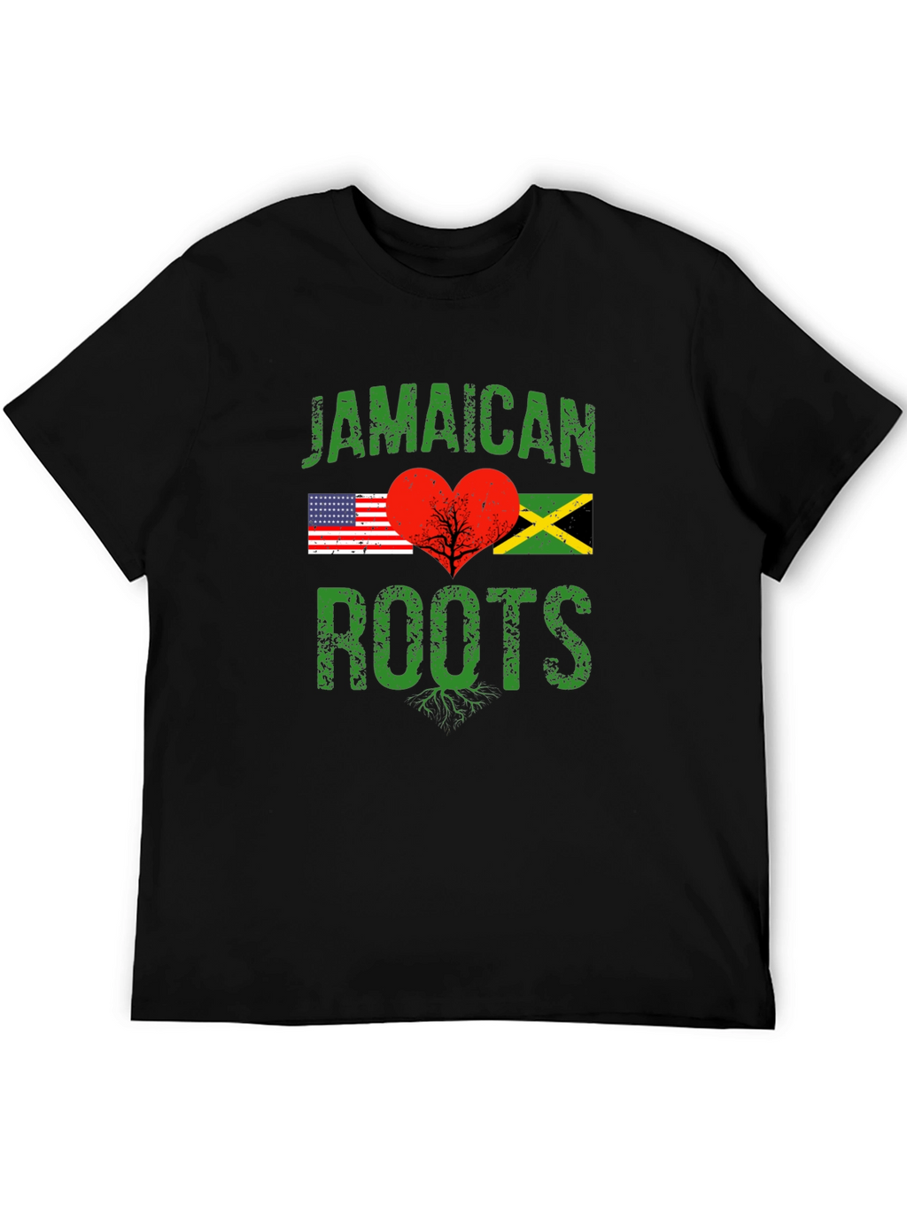Jamaican Roots USA Flag Heart T-Shirt