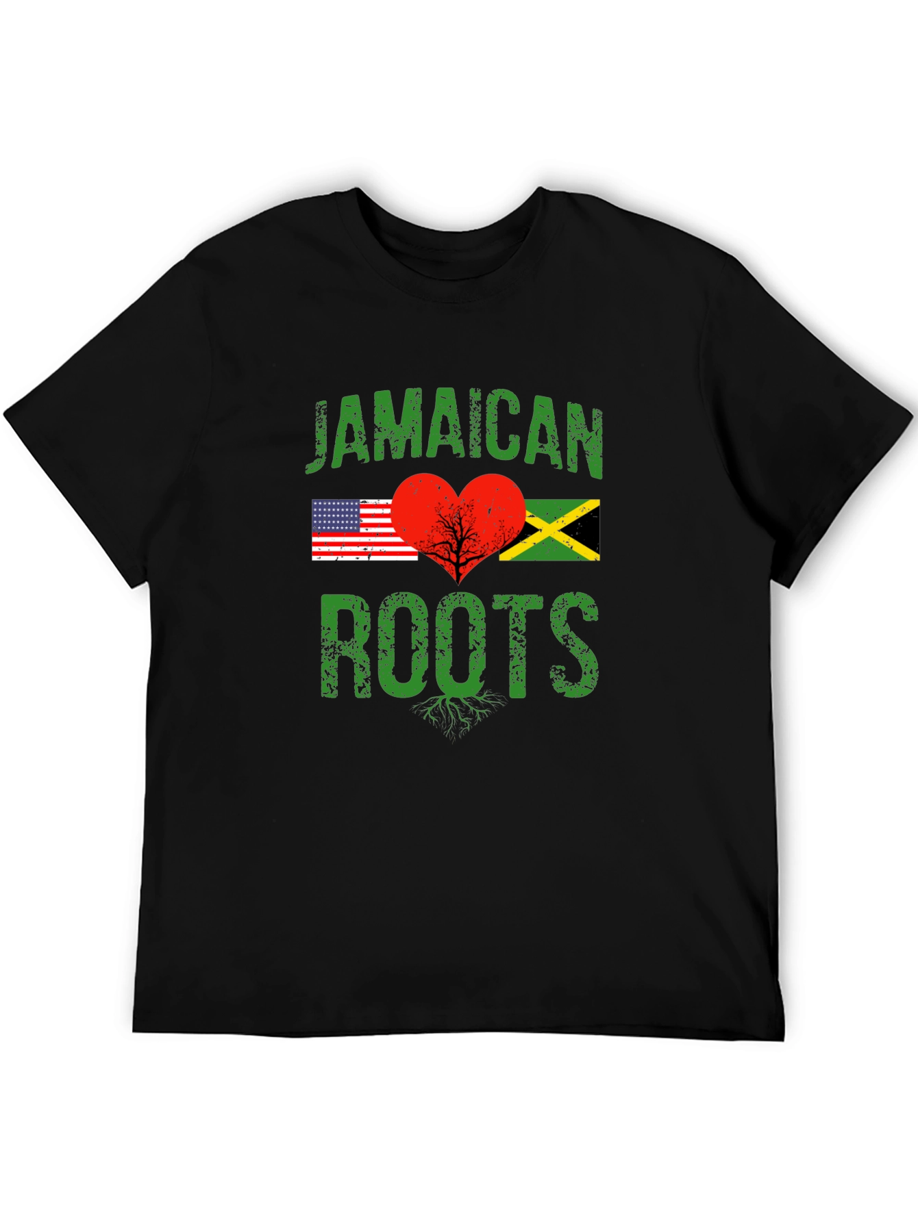 Jamaican Roots USA Flag Heart T-Shirt