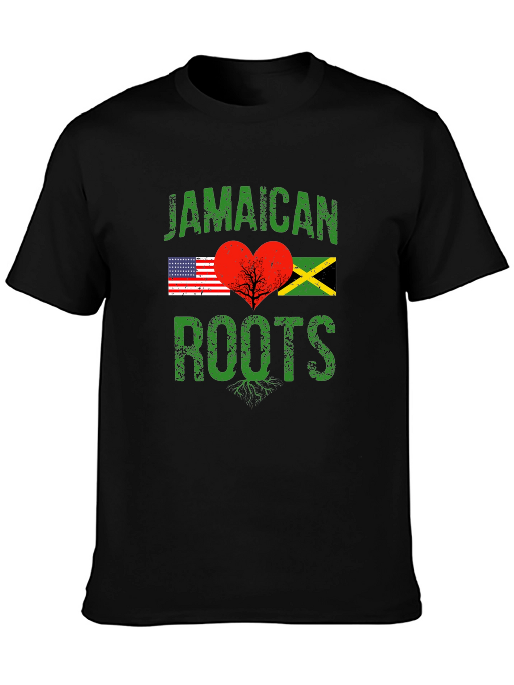 Jamaican Roots USA Flag Heart T-Shirt