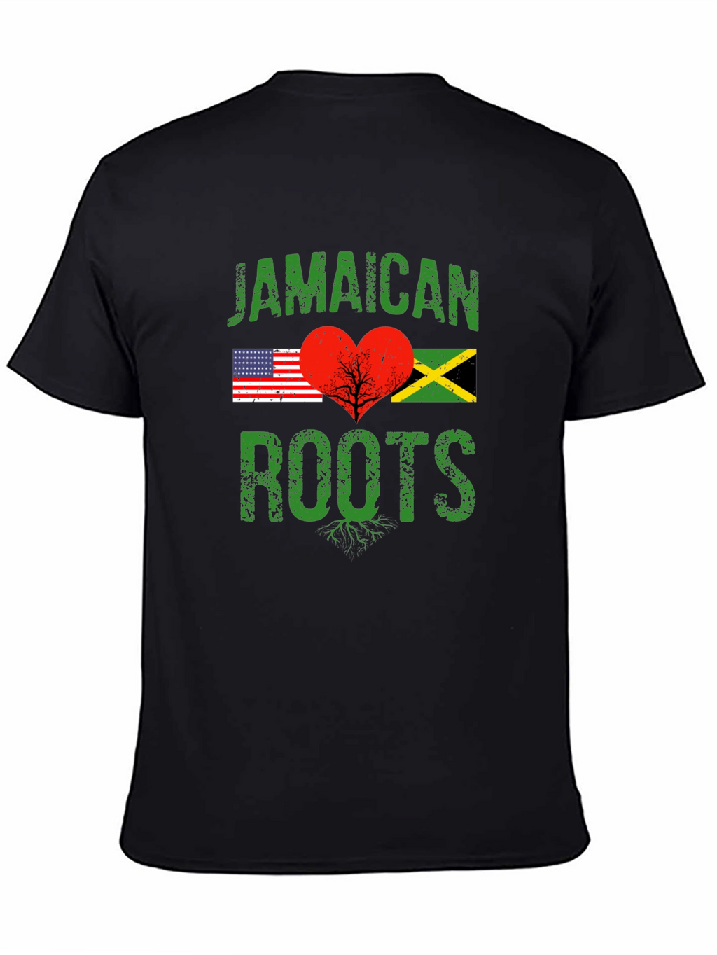 Jamaican Roots USA Flag Heart T-Shirt