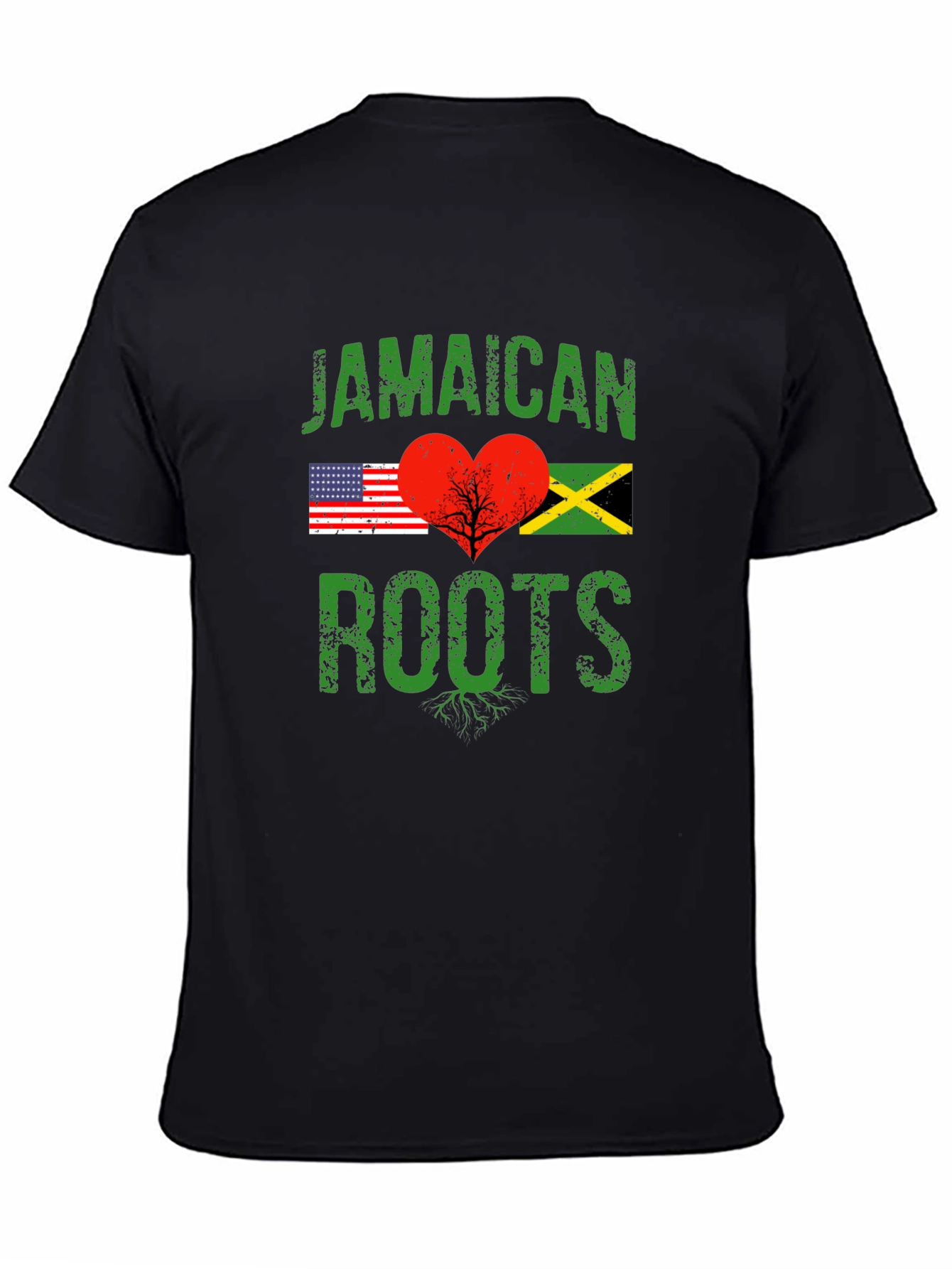 Jamaican Roots USA Flag Heart T-Shirt