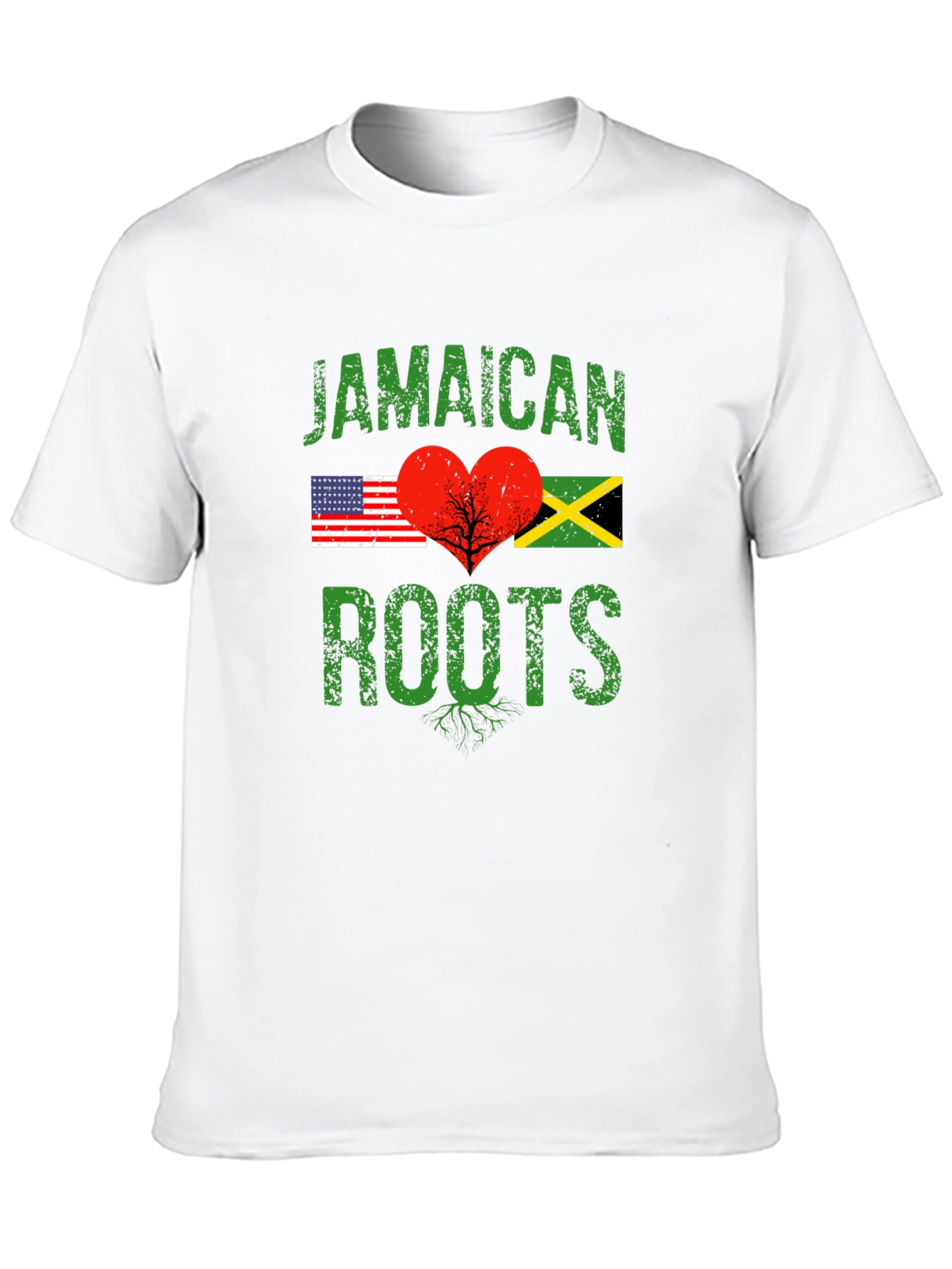 Jamaican Roots USA Flag Heart T-Shirt