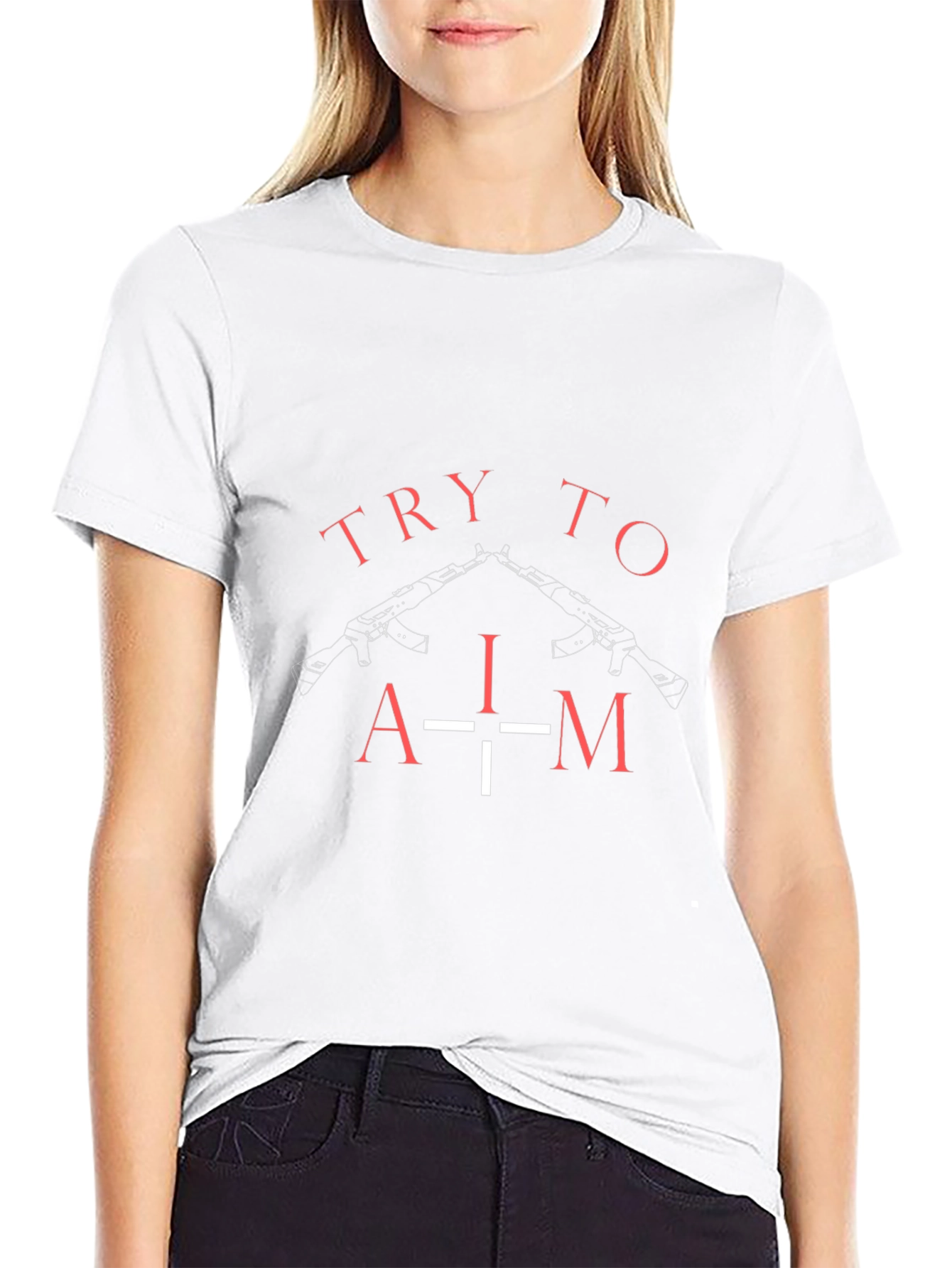 Try To Aim Graphic Tee - Black