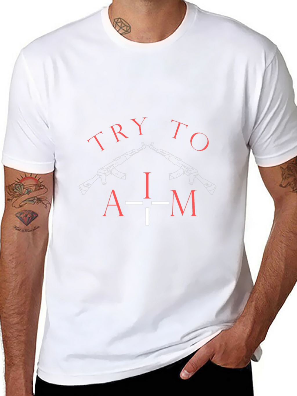 Try To Aim Graphic Tee - Black