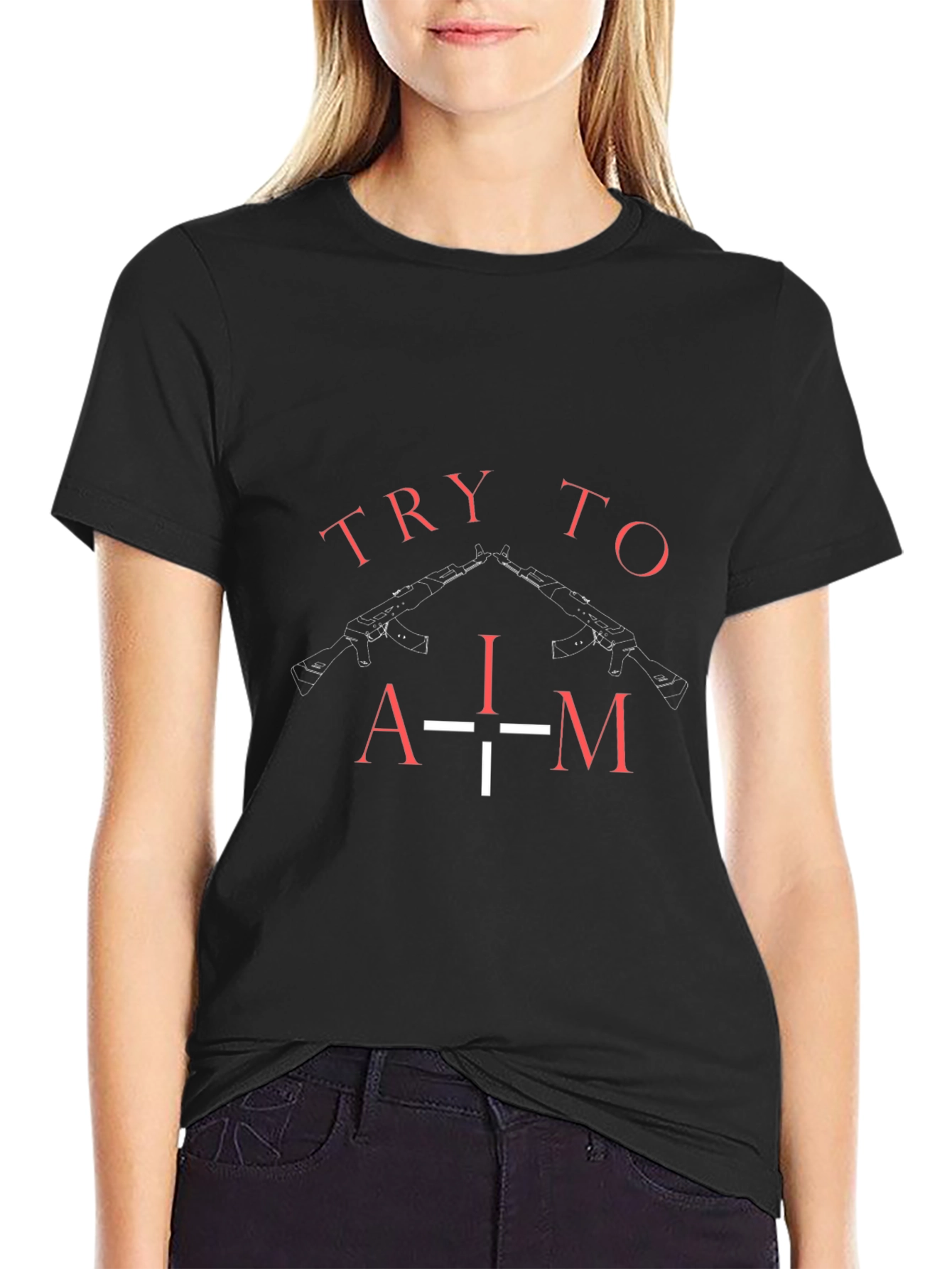 Try To Aim Graphic Tee - Black