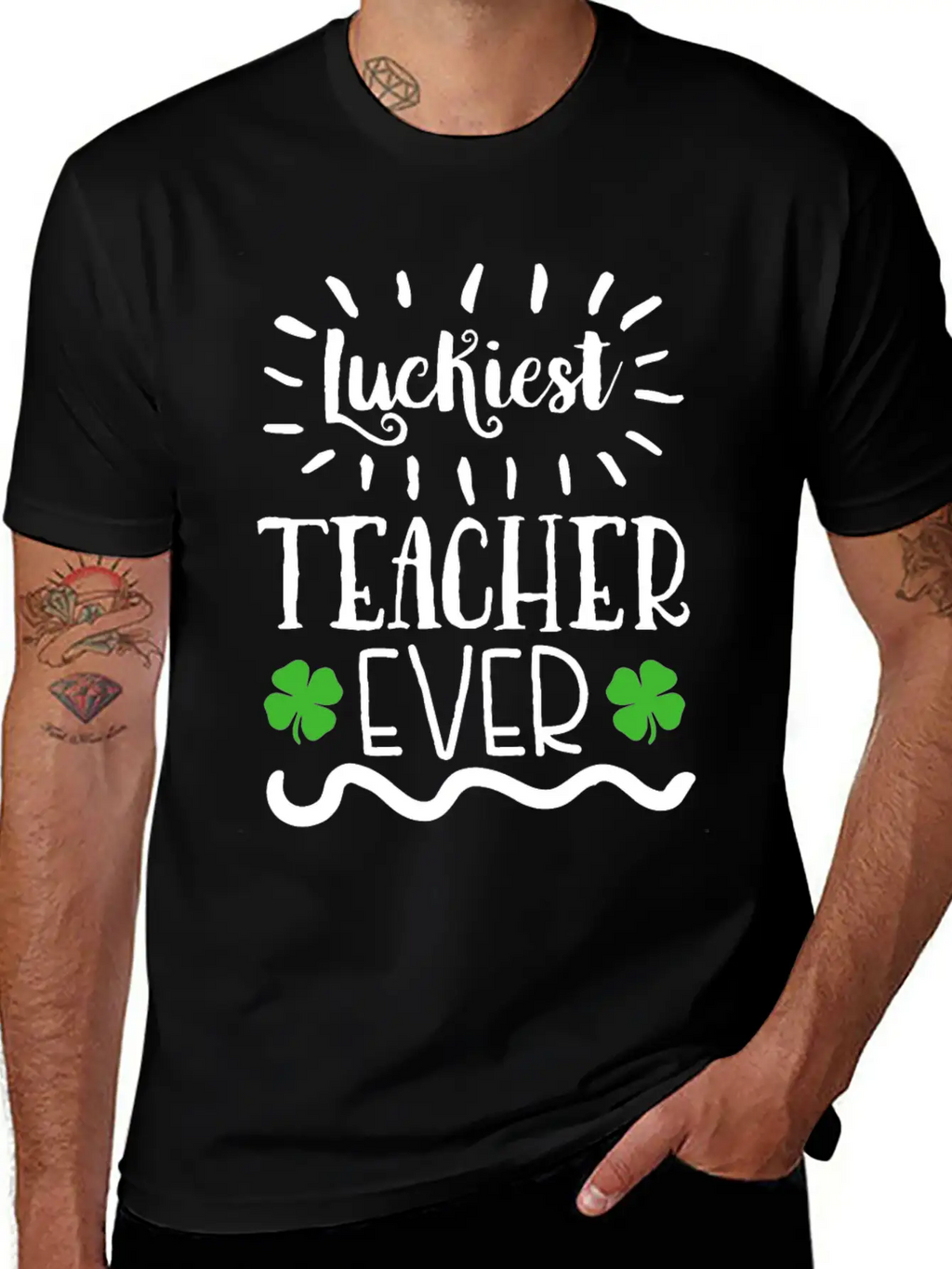 Lucky To Be A Teacher Shamrock Clover St Patrick's Unisex Casual T-Shirt – Clean Design For Daily Comfort