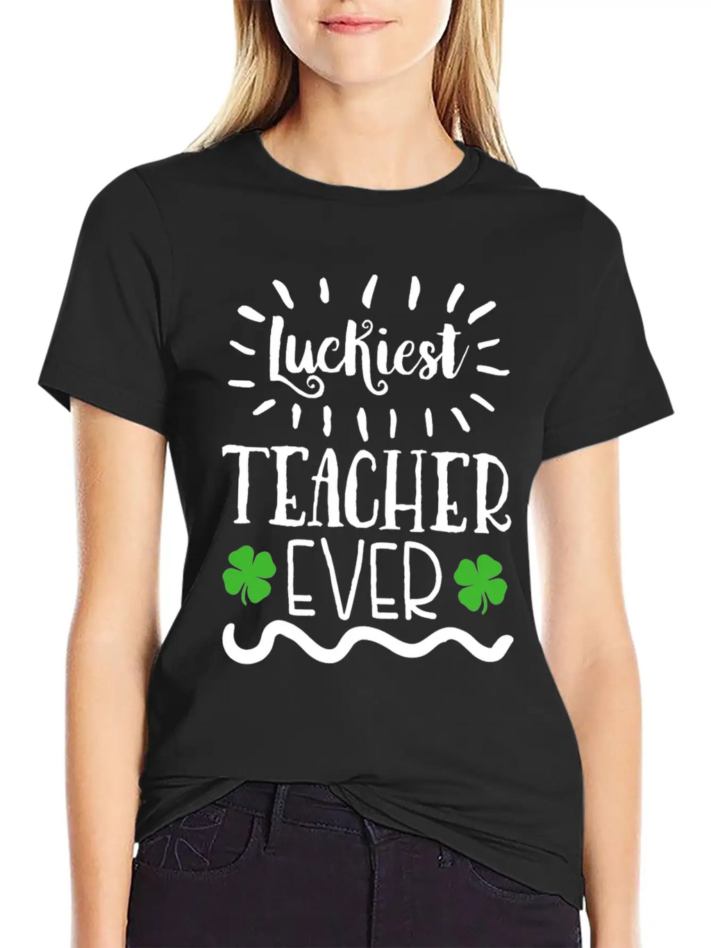 Lucky To Be A Teacher Shamrock Clover St Patrick's Unisex Casual T-Shirt – Clean Design For Daily Comfort