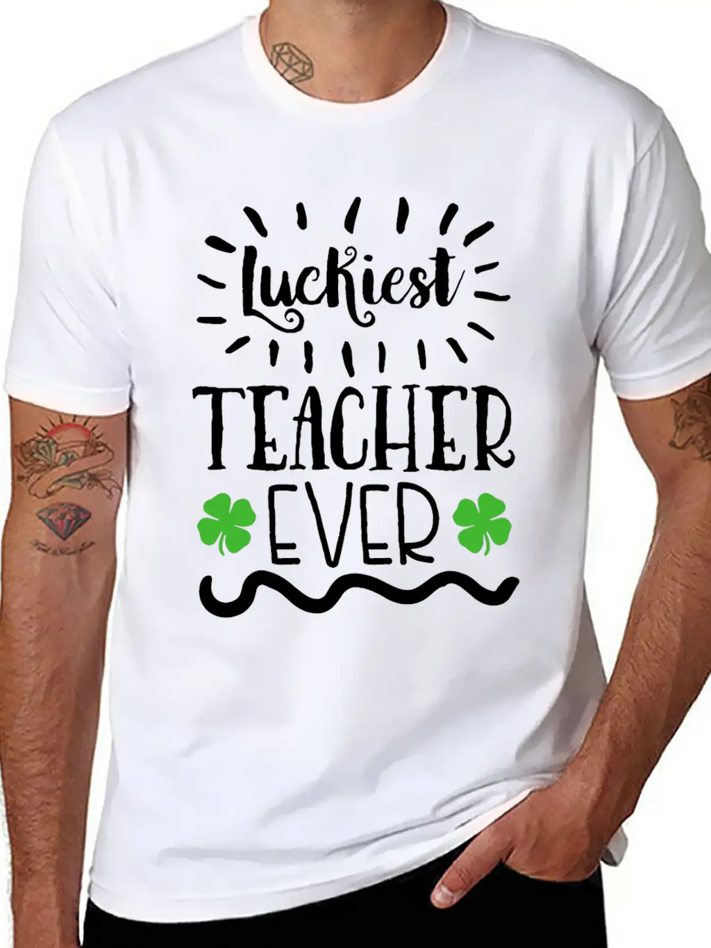 Lucky To Be A Teacher Shamrock Clover St Patrick's Unisex Casual T-Shirt – Clean Design For Daily Comfort