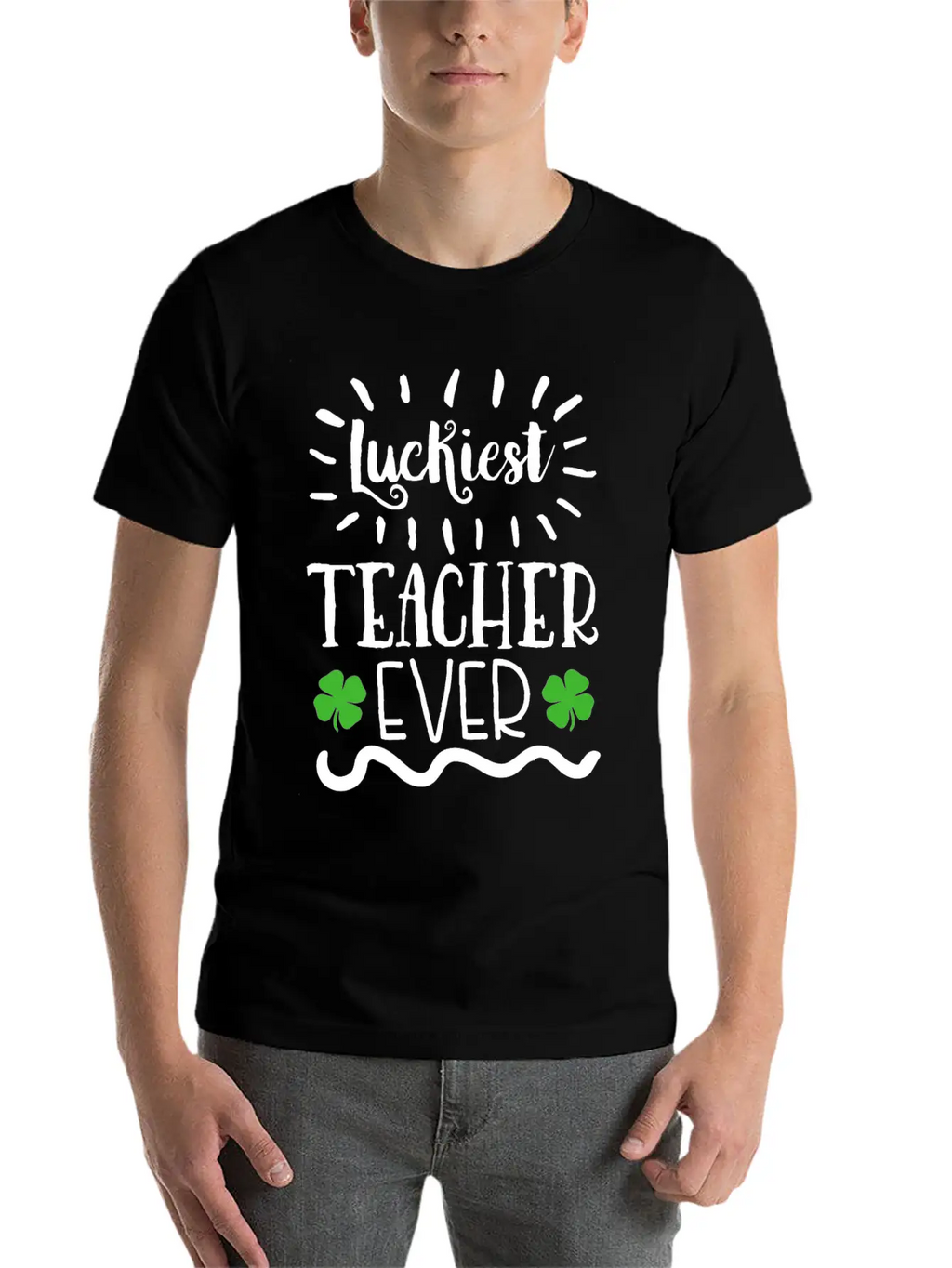 Lucky To Be A Teacher Shamrock Clover St Patrick's Unisex Casual T-Shirt – Clean Design For Daily Comfort