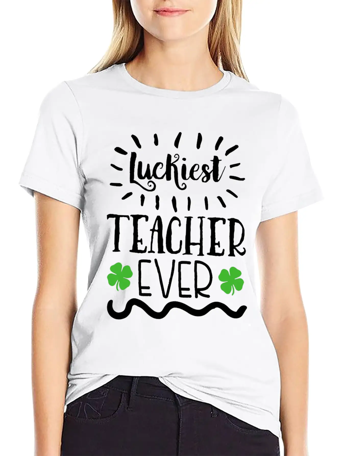 Lucky To Be A Teacher Shamrock Clover St Patrick's Unisex Casual T-Shirt – Clean Design For Daily Comfort