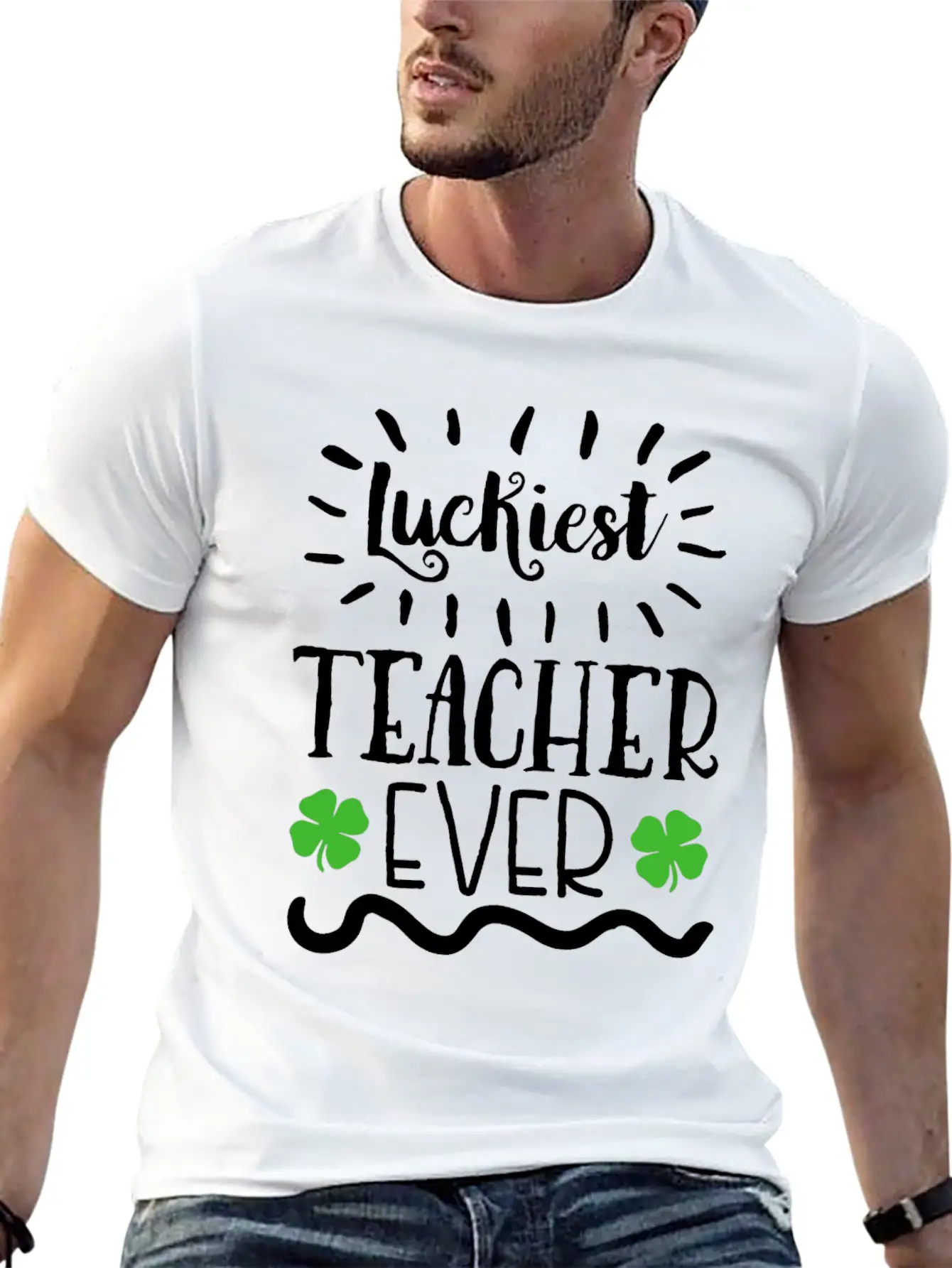 Lucky To Be A Teacher Shamrock Clover St Patrick's Unisex Casual T-Shirt – Clean Design For Daily Comfort