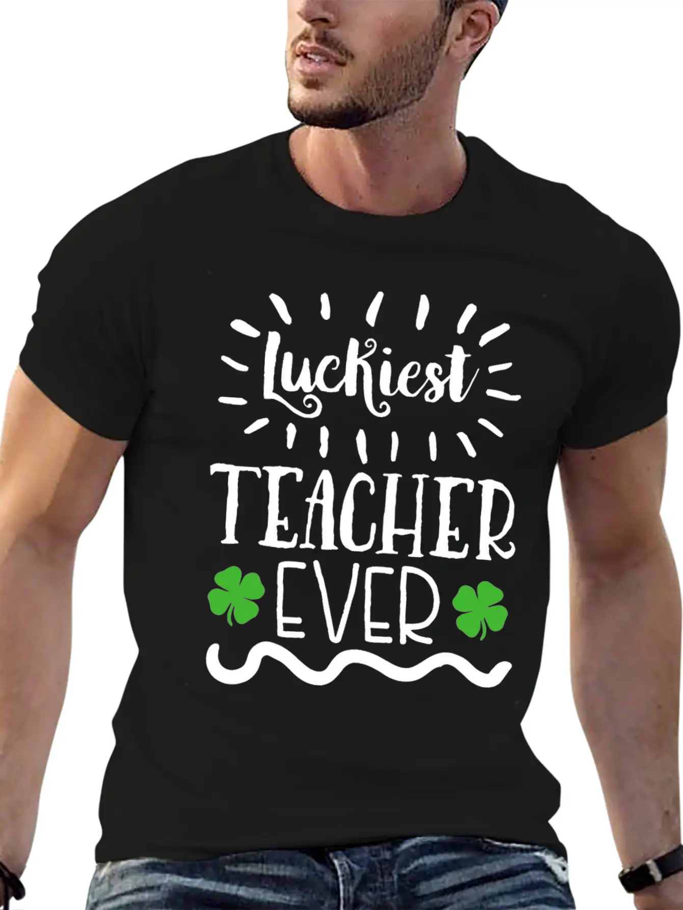 Lucky To Be A Teacher Shamrock Clover St Patrick's Unisex Casual T-Shirt – Clean Design For Daily Comfort