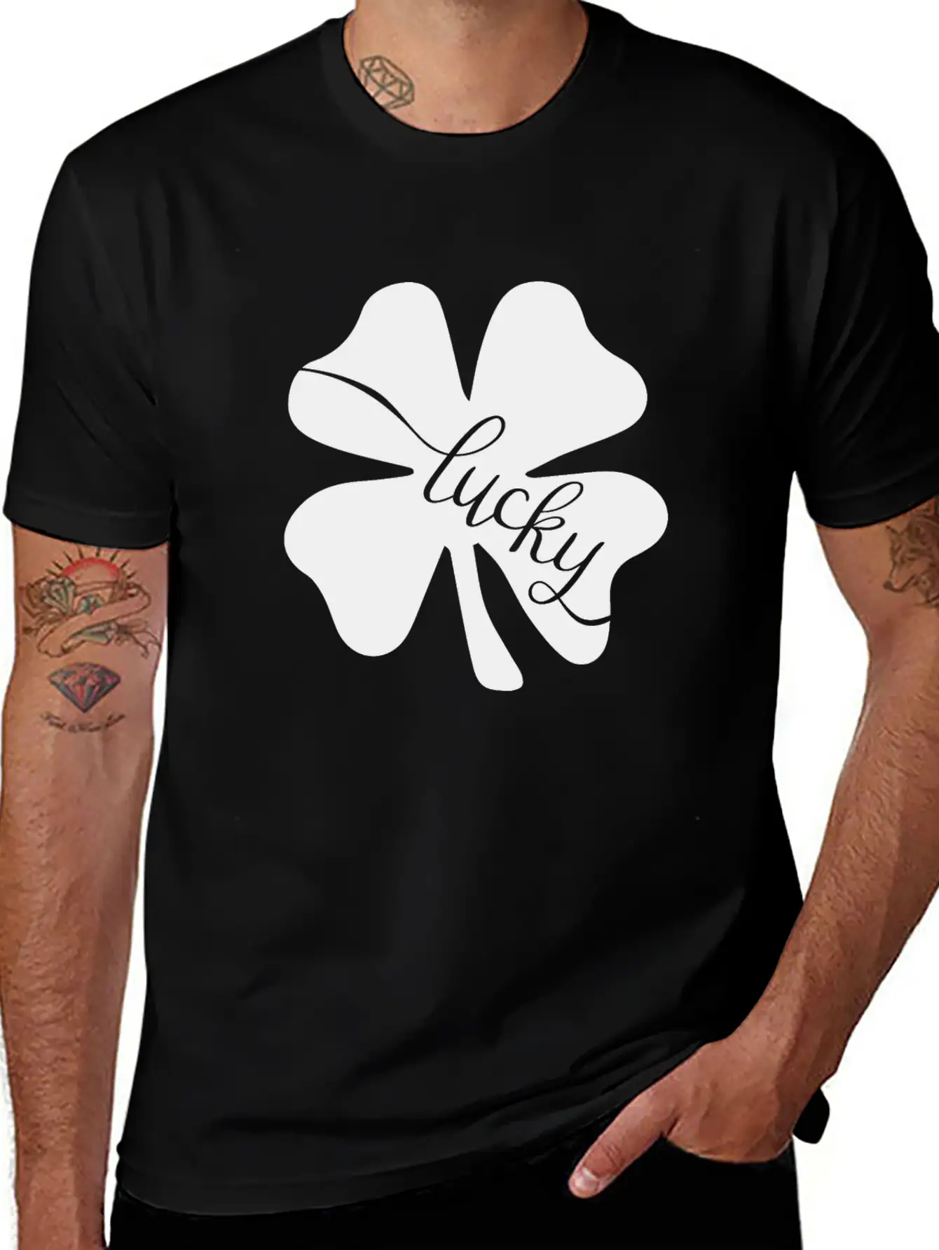 Lucky With Flowers Leaf Love Stylish Everyday T-Shirt – Unisex Basic Cotton Tee