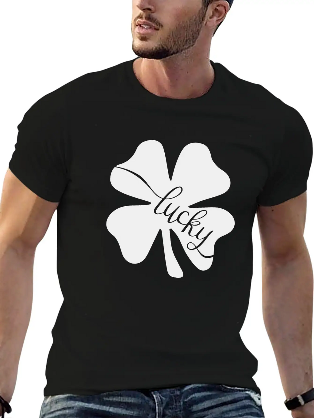 Lucky With Flowers Leaf Love Stylish Everyday T-Shirt – Unisex Basic Cotton Tee