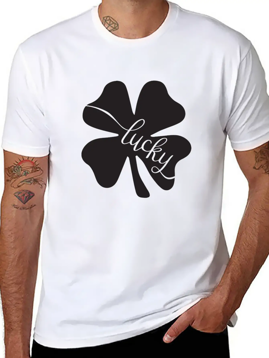 Lucky With Flowers Leaf Love Stylish Everyday T-Shirt – Unisex Basic Cotton Tee