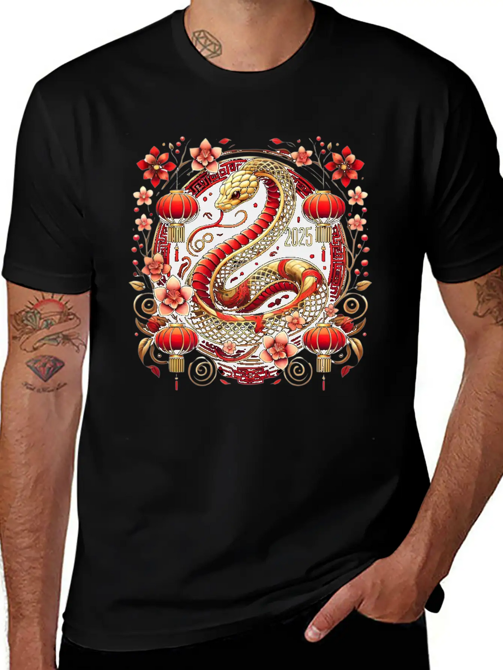 Lunar New Year 2025 Year Of The Snake Zodiac Art Casual Graphic T-Shirt – Simple And Comfortable Daily Wear