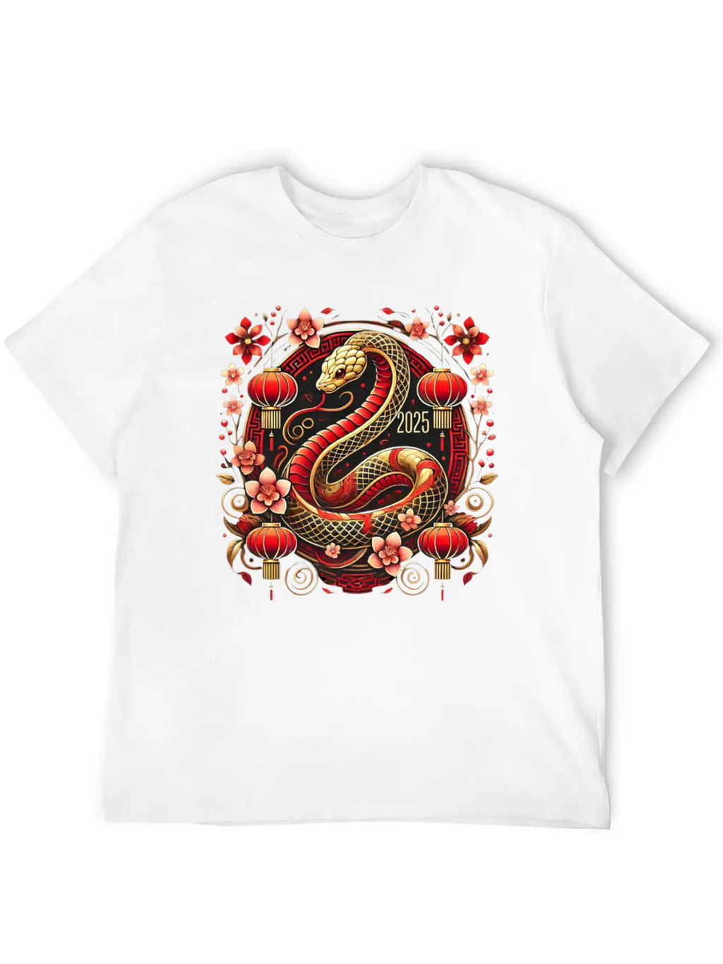 Lunar New Year 2025 Year Of The Snake Zodiac Art Casual Graphic T-Shirt – Simple And Comfortable Daily Wear