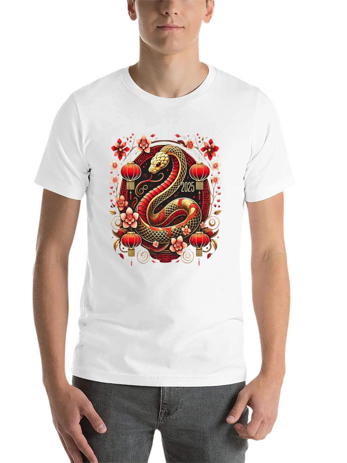 Lunar New Year 2025 Year Of The Snake Zodiac Art Casual Graphic T-Shirt – Simple And Comfortable Daily Wear