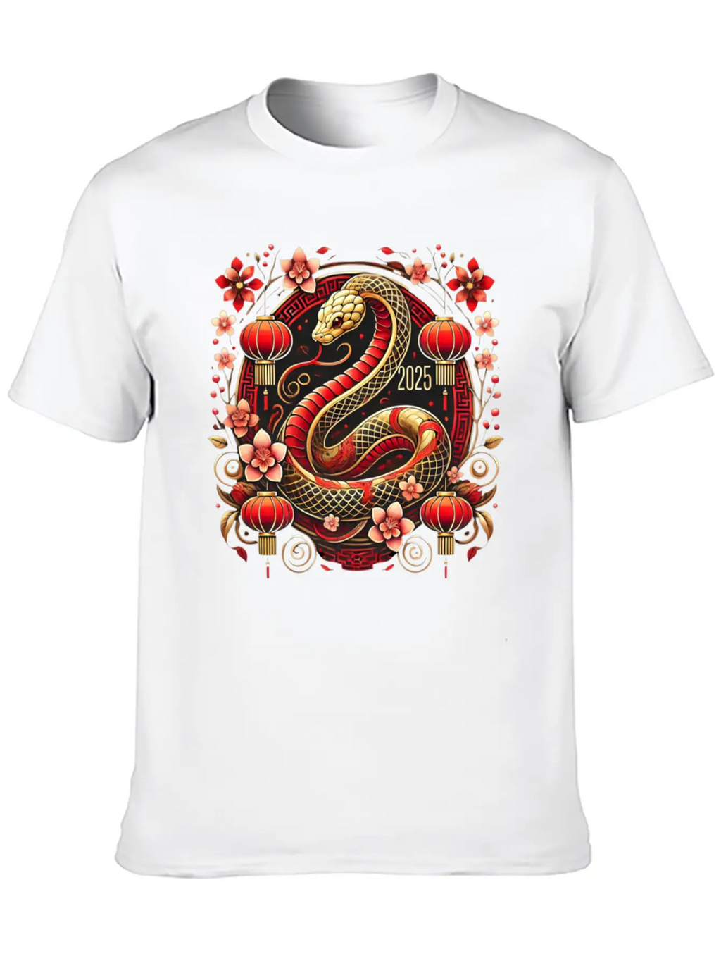 Lunar New Year 2025 Year Of The Snake Zodiac Art Casual Graphic T-Shirt – Simple And Comfortable Daily Wear