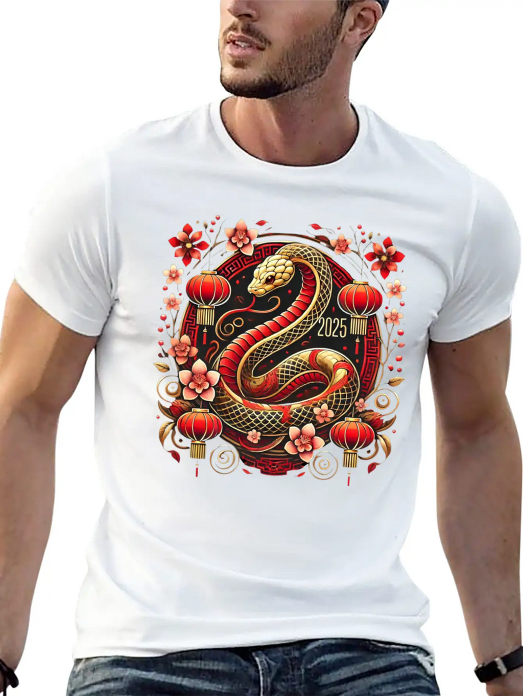 Lunar New Year 2025 Year Of The Snake Zodiac Art Casual Graphic T-Shirt – Simple And Comfortable Daily Wear