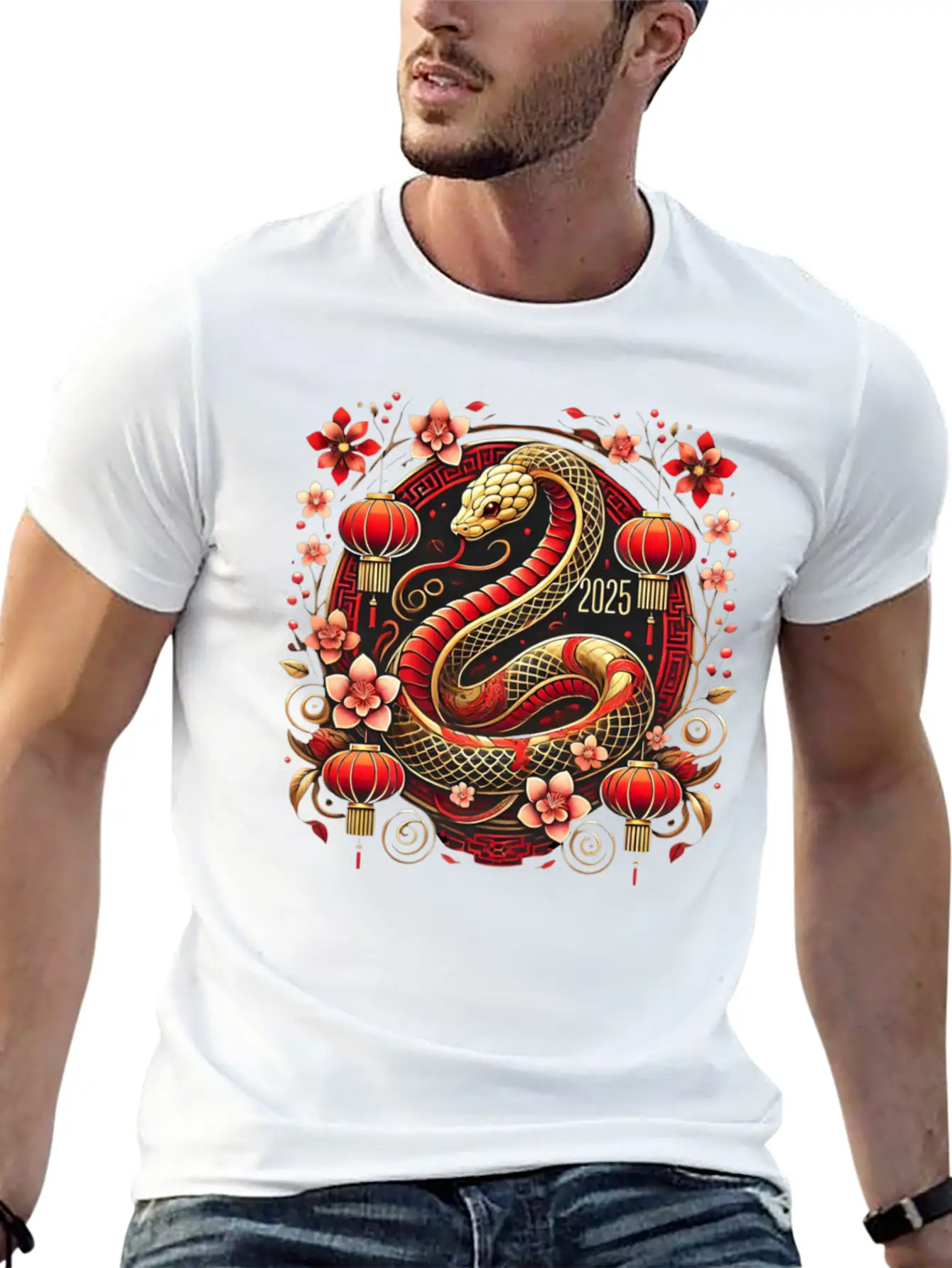 Lunar New Year 2025 Year Of The Snake Zodiac Art Casual Graphic T-Shirt – Simple And Comfortable Daily Wear