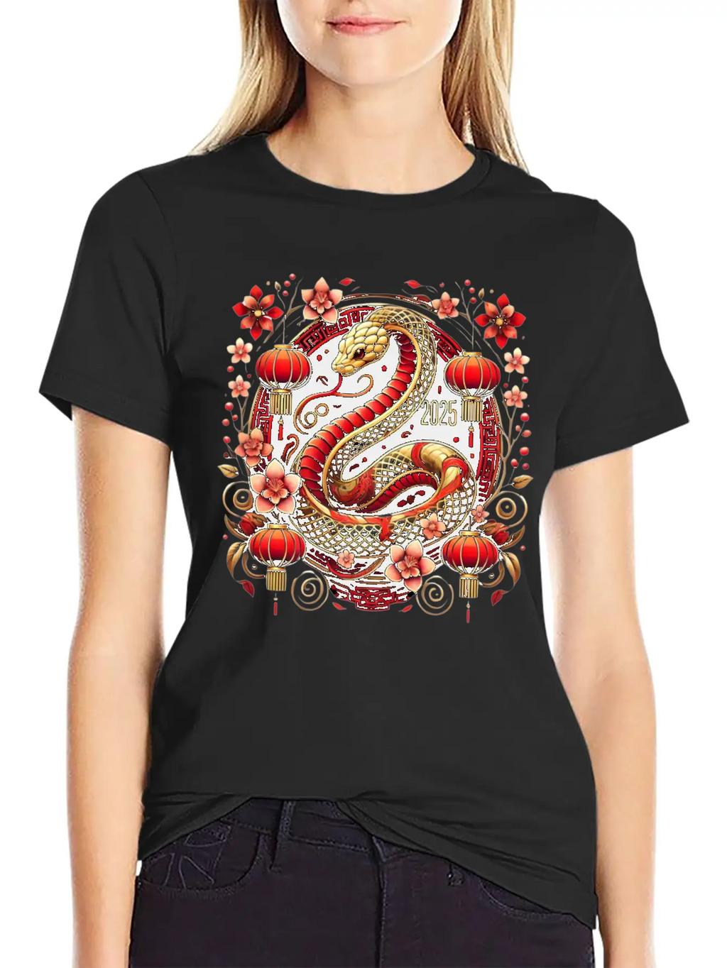 Lunar New Year 2025 Year Of The Snake Zodiac Art Casual Graphic T-Shirt – Simple And Comfortable Daily Wear