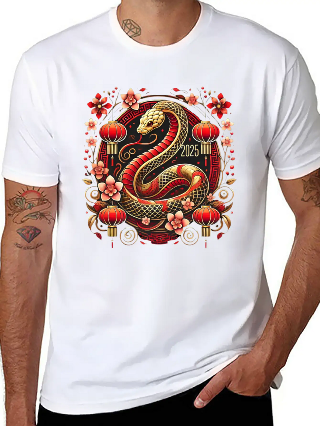 Lunar New Year 2025 Year Of The Snake Zodiac Art Casual Graphic T-Shirt – Simple And Comfortable Daily Wear