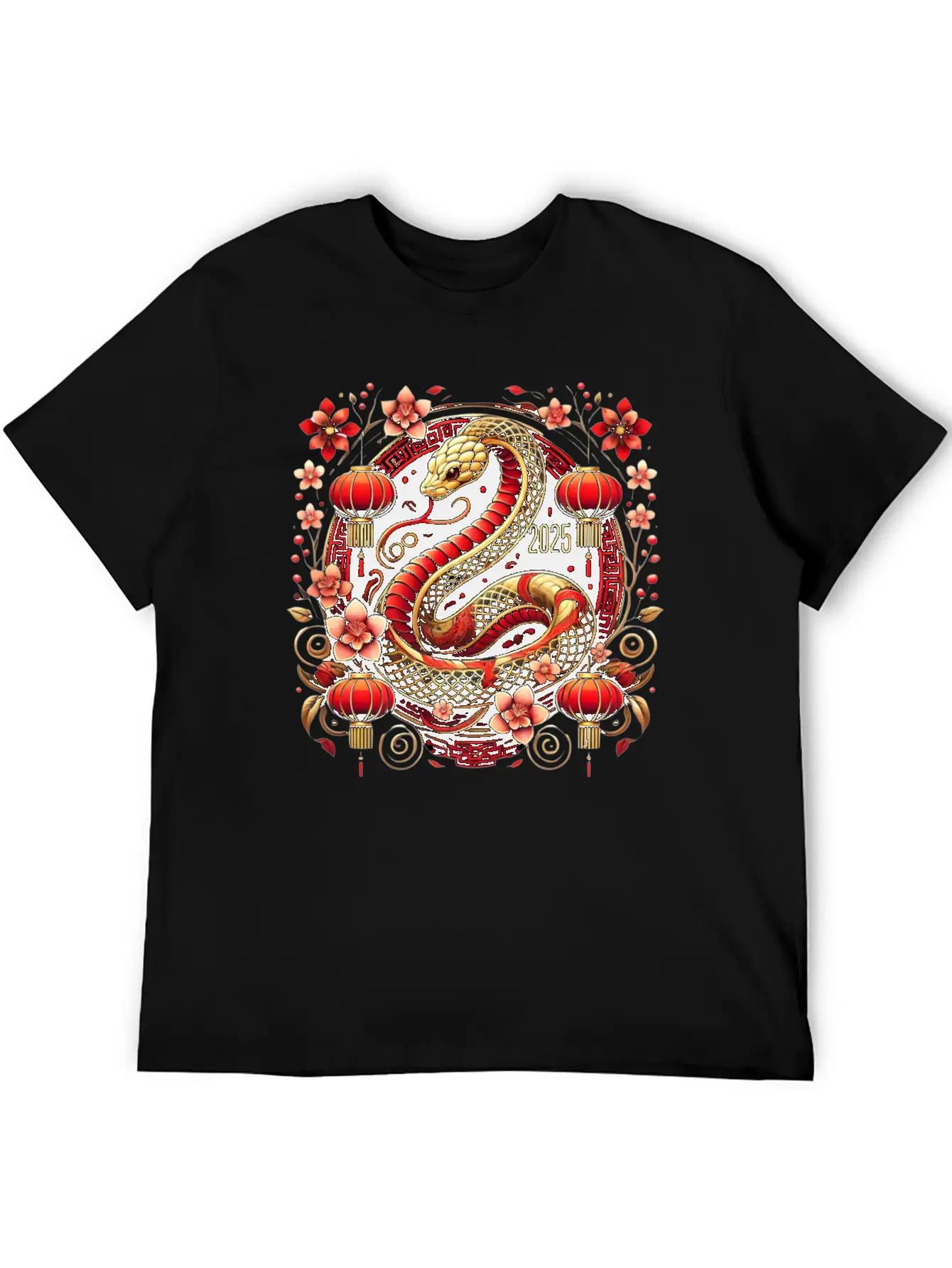 Lunar New Year 2025 Year Of The Snake Zodiac Art Casual Graphic T-Shirt – Simple And Comfortable Daily Wear