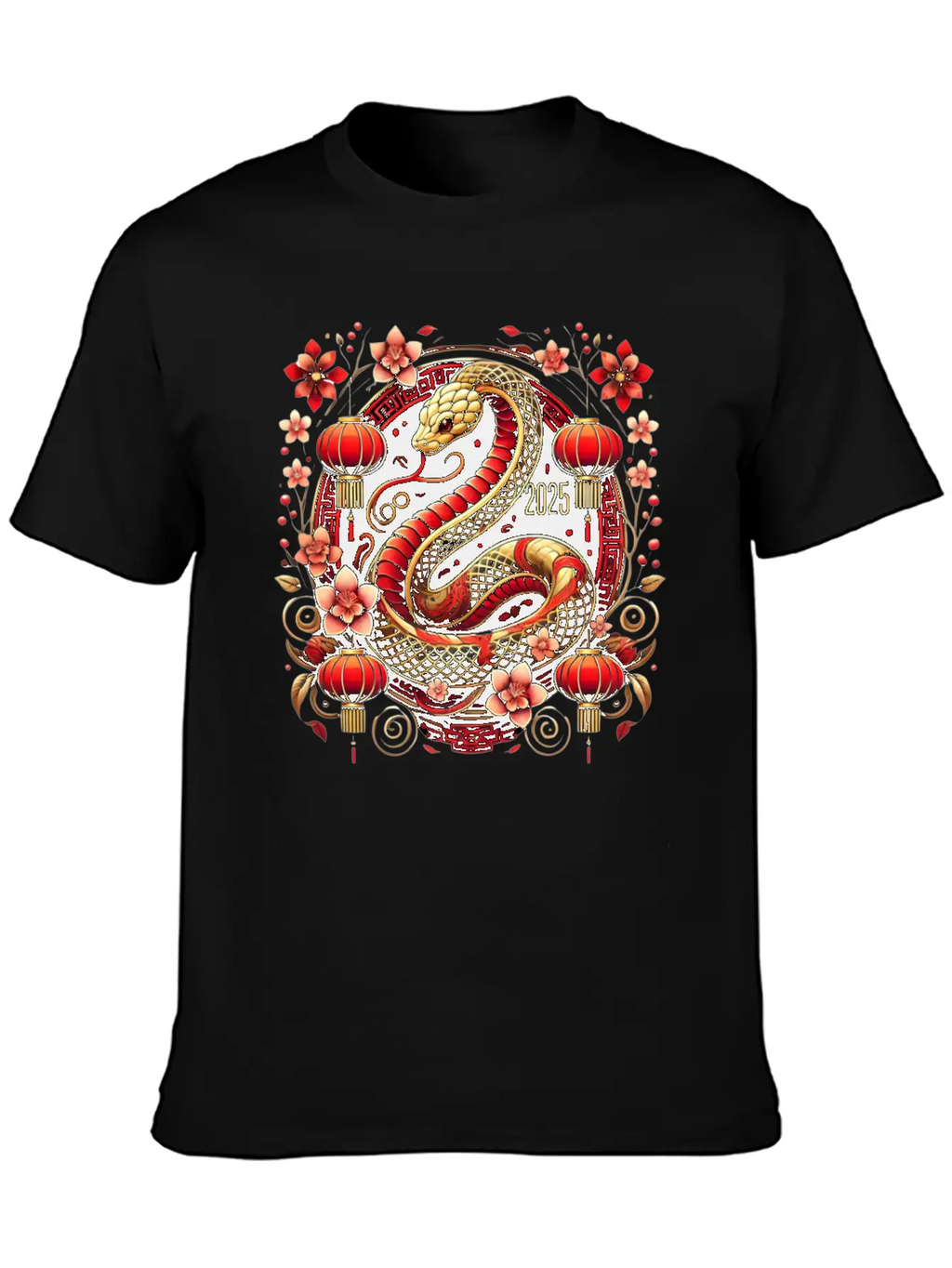 Lunar New Year 2025 Year Of The Snake Zodiac Art Casual Graphic T-Shirt – Simple And Comfortable Daily Wear