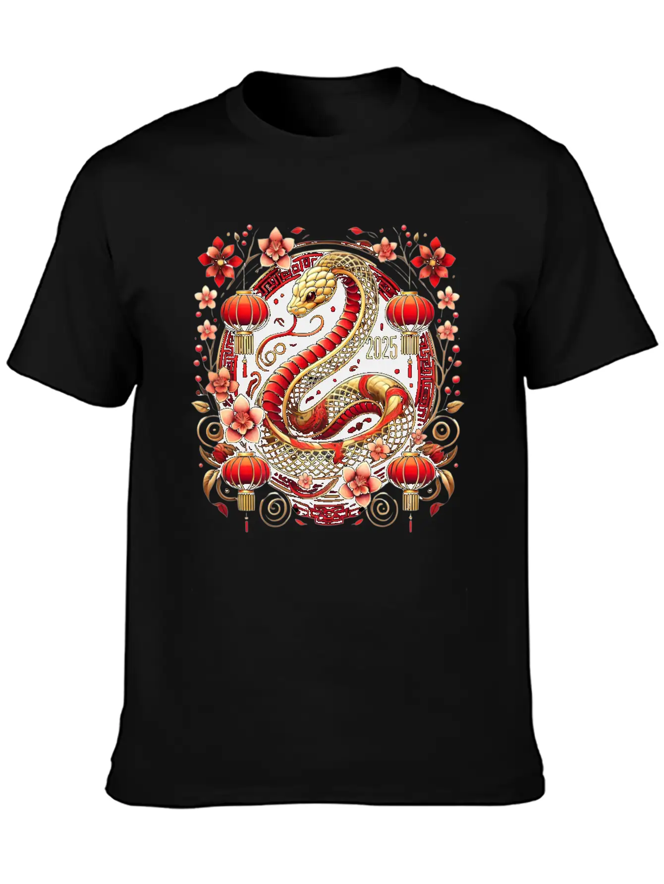 Lunar New Year 2025 Year Of The Snake Zodiac Art Casual Graphic T-Shirt – Simple And Comfortable Daily Wear