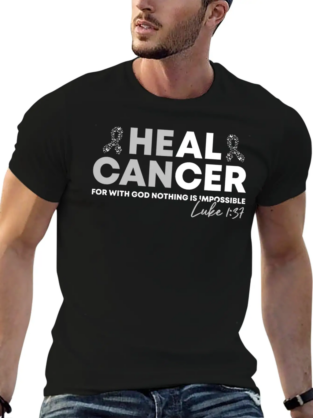 Lung Cancer Heal Cancer Luke Christian Bible Verse Unisex Short Sleeve Soft Cotton T-Shirt – Casual Everyday Wear