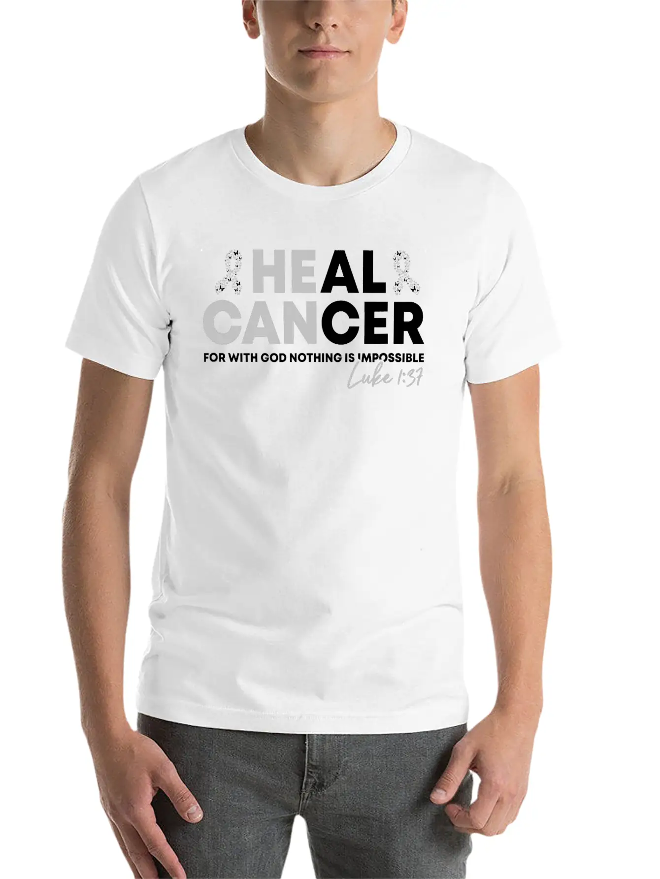 Lung Cancer Heal Cancer Luke Christian Bible Verse Unisex Short Sleeve Soft Cotton T-Shirt – Casual Everyday Wear