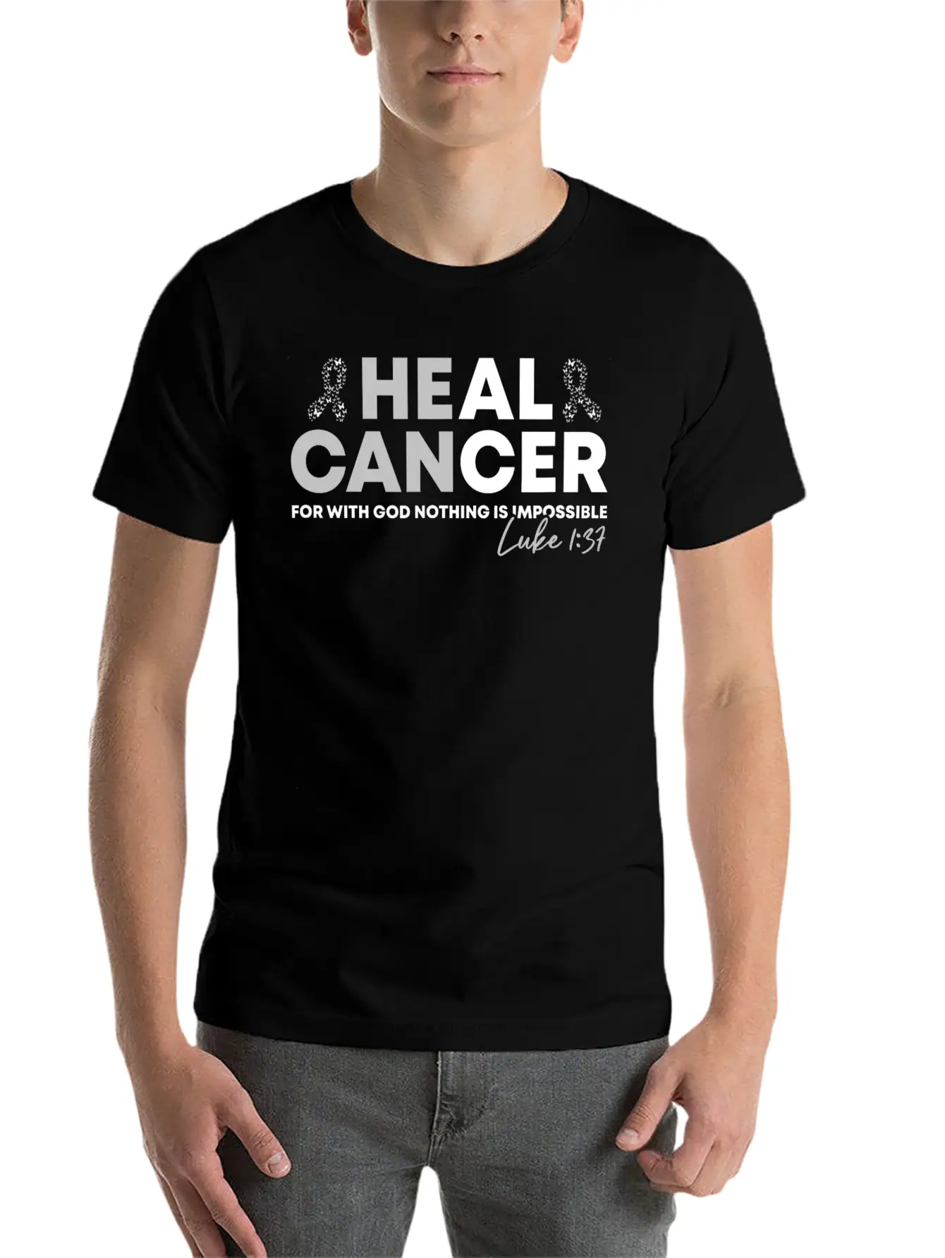Lung Cancer Heal Cancer Luke Christian Bible Verse Unisex Short Sleeve Soft Cotton T-Shirt – Casual Everyday Wear